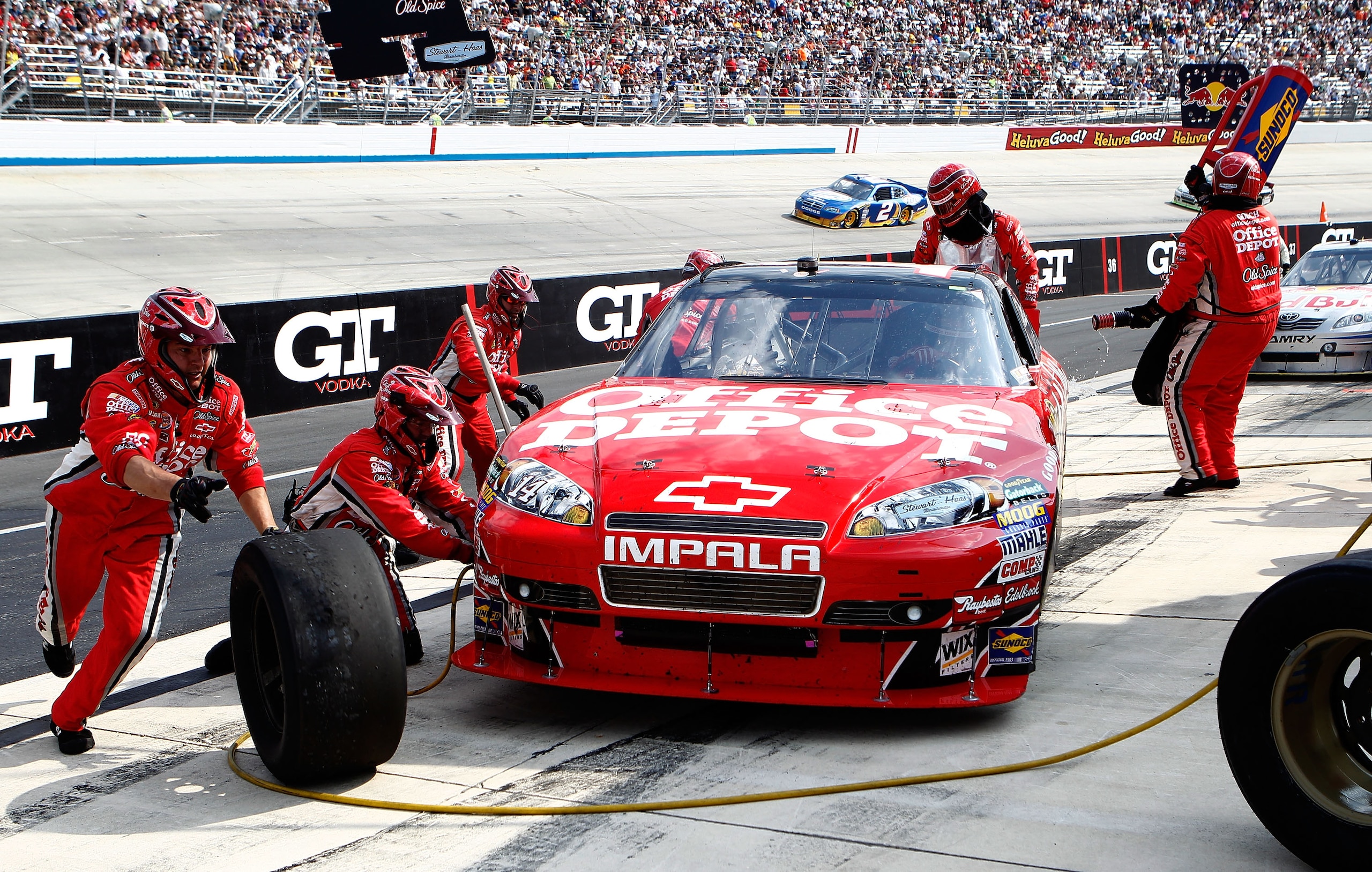 DOVER, DE - SEPTEMBER 26:  Tony Stewart, driver of the #14 Office Depot/Old Spice Chevrolet, pits during the NASCAR Sprint Cup Series AAA 400 at Dover International Speedway on September 26, 2010 in Dover, Delaware.  (Photo by Jeff Zelevansky/Getty Images