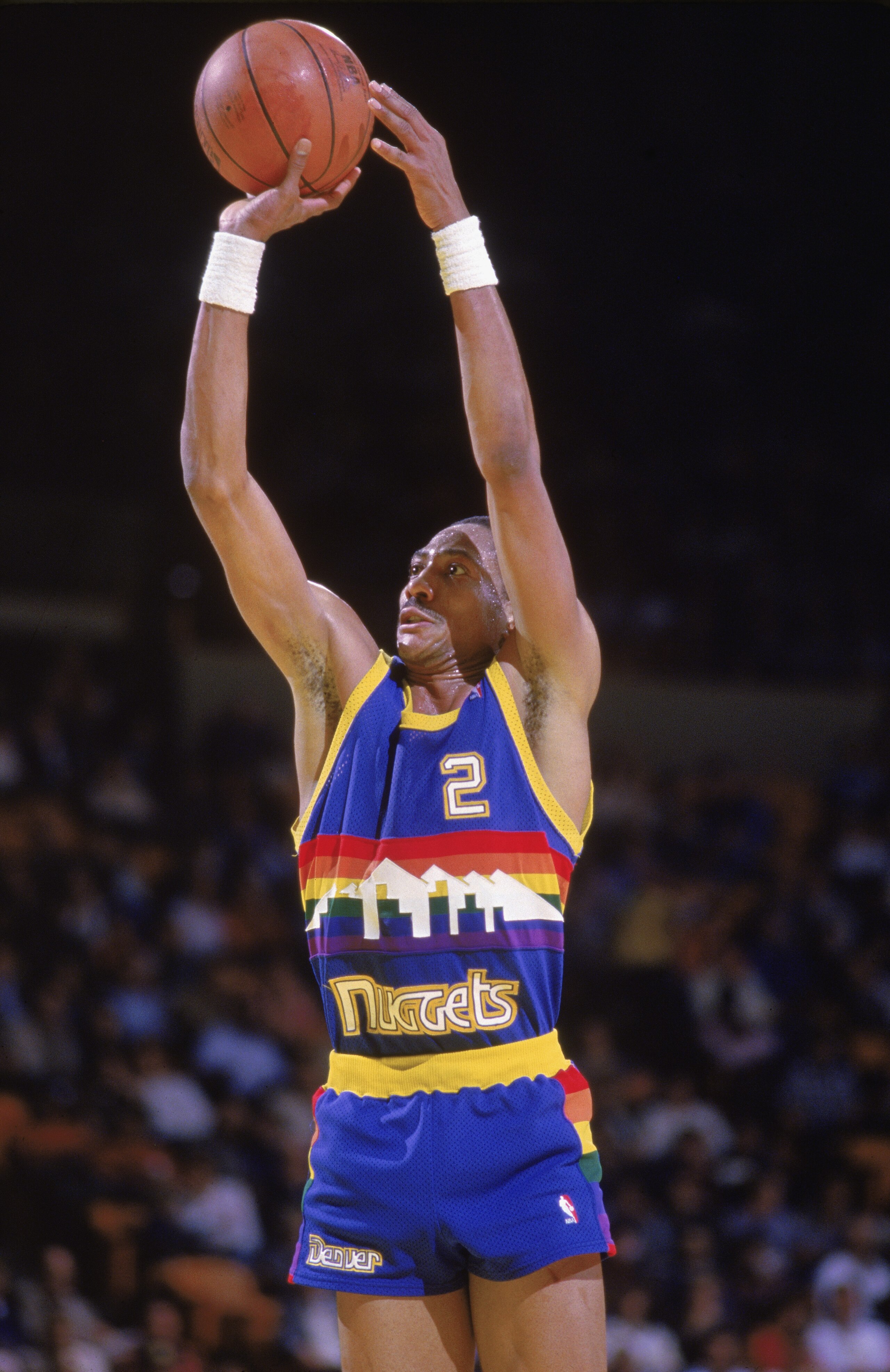LOS ANGELES - 1986: Alex English #2 of the Denver Nuggets shoots a jump shot during the game against the Los Angeles Lakers at the Great Western Forum in Los Angeles, California during the 1986-87 NBA season. (Photo by: Stephen Dunn/Getty Images) LOS ANGELES - 1986: Alex English #2 of the Denver Nuggets shoots a jump shot during the game against the Los Angeles Lakers at the Great Western Forum in Los Angeles, California during the 1986-87 NBA season. (Photo by: Stephen Dunn/Getty Images)