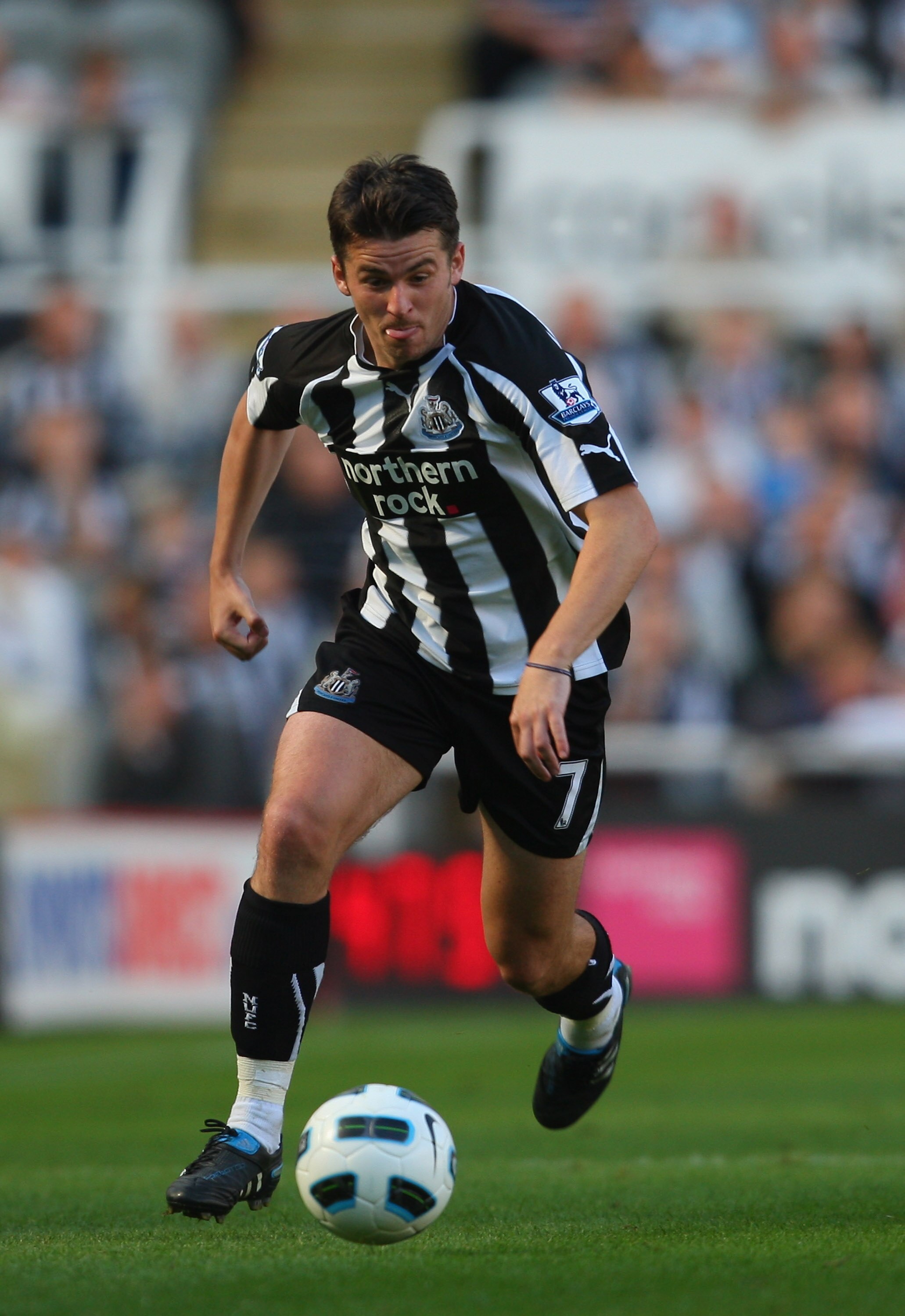 NEWCASTLE UPON TYNE, ENGLAND - SEPTEMBER 11: Newcastle player Joey Barton in action during the Barclays Premier League match between Newcastle United and Blackpool at St James' Park on September 11, 2010 in Newcastle upon Tyne, England.  (Photo by Stu For