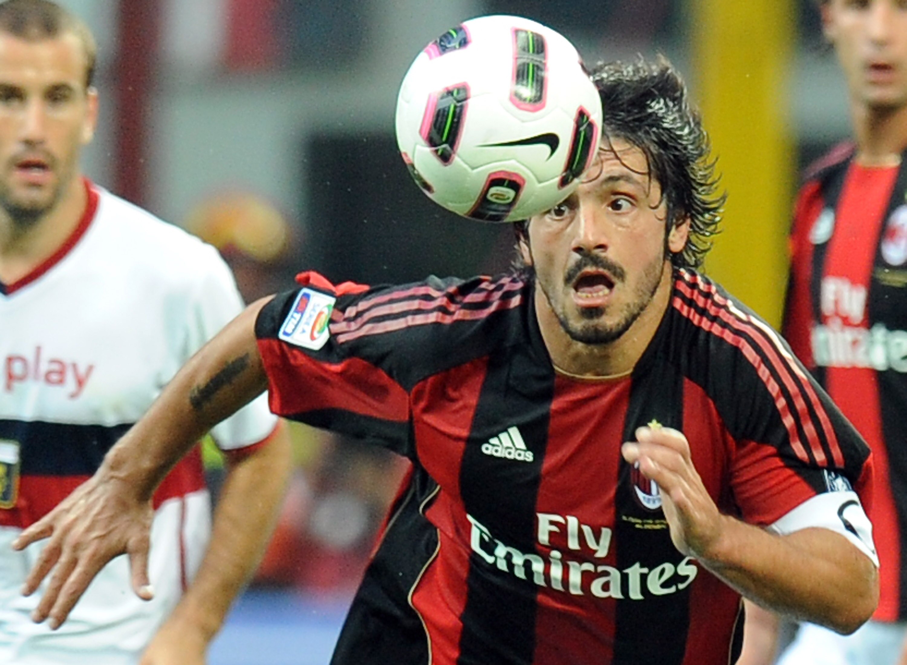 MILAN, ITALY - SEPTEMBER 26:  Gennaro Gattuso of Milan in action during the Serie A match between Milan and Genoa at Stadio Giuseppe Meazza on September 26, 2010 in Milan, Italy.  (Photo by Tullio M. Puglia/Getty Images)