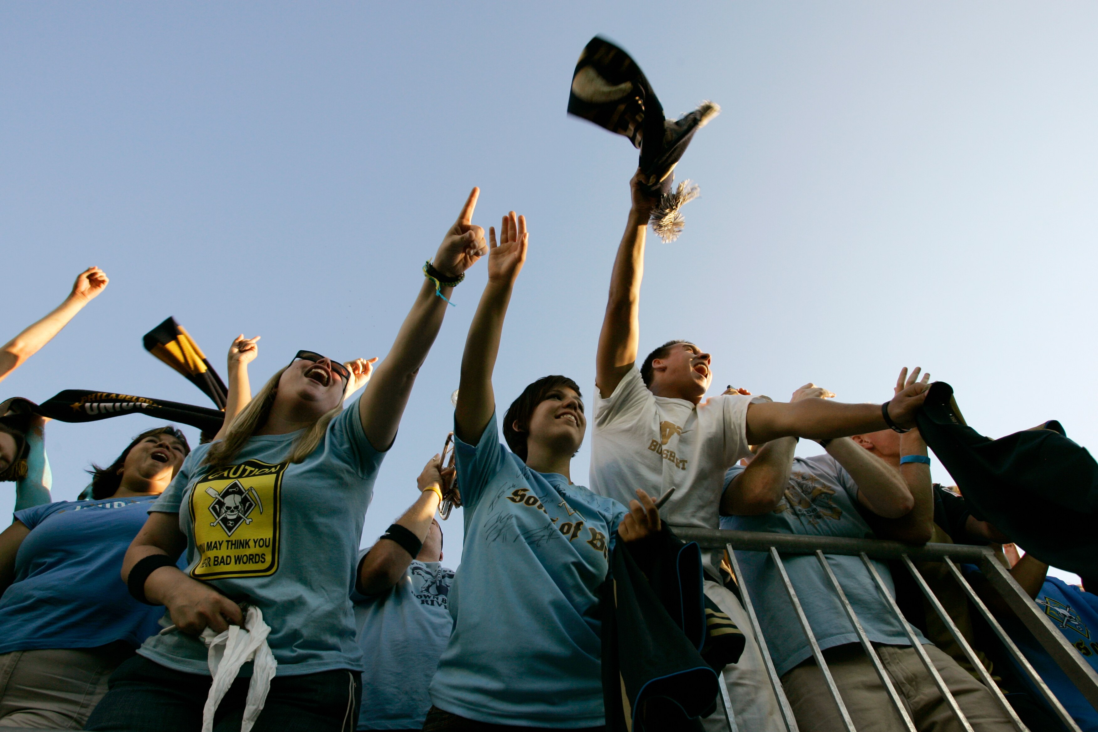 CHESTER, PA- SEPTEMBER 25: Fans of the Philadelphia Union cheer after their game against Chivas USA at PPL Park on September 25, 2010 in Chester, Pennsylvania. The Union won 3-0. (Photo by Chris Gardner/Getty Images) Local Caption: