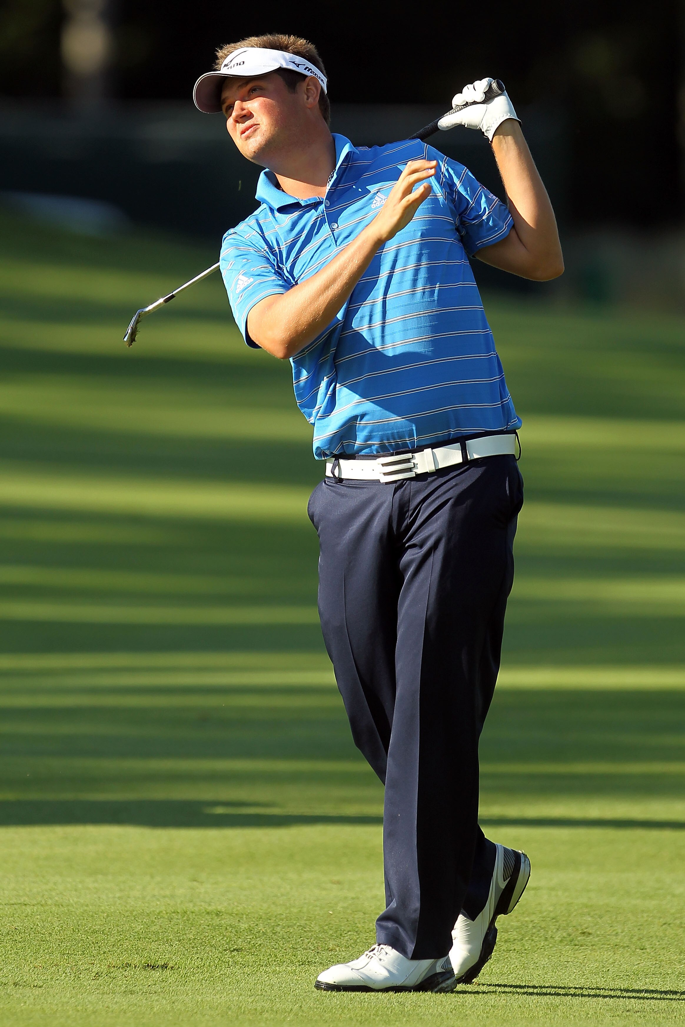 NORTON, MA - SEPTEMBER 04:  Jeff Overton hits a shot on the 13th hole during the second round of the Deutsche Bank Championship at TPC Boston on September 4, 2010 in Norton, Massachusetts.  (Photo by Mike Ehrmann/Getty Images)