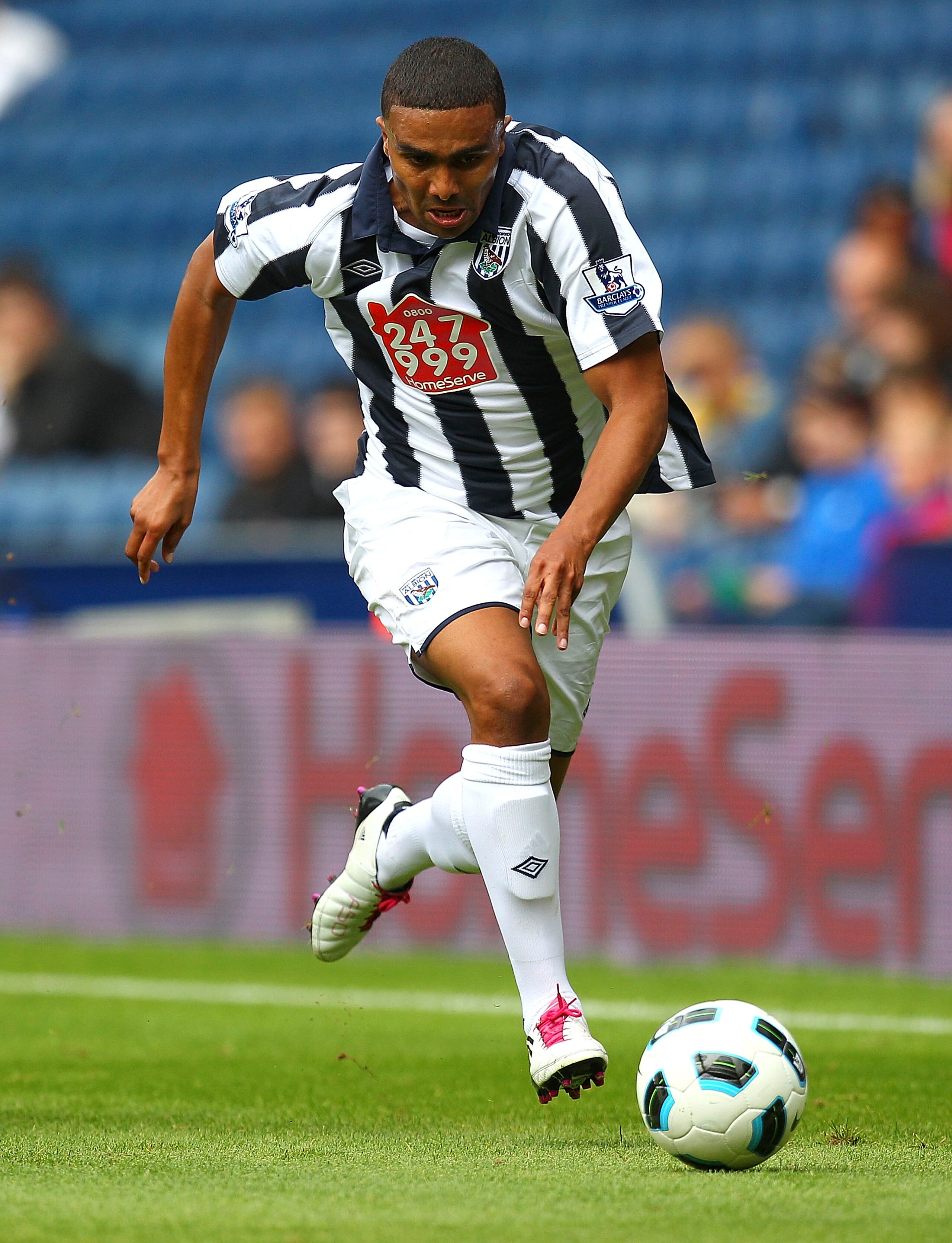 WEST BROMWICH, ENGLAND - AUGUST 07: Jerome Thomas of West Bromwich Albion in action during the pre season friendly match between West Bromwich Albion and Osasuna at The Hawthorns on August 07, 2010 in West Bromwich, England. (Photo by Tom Dulat/Getty Imag