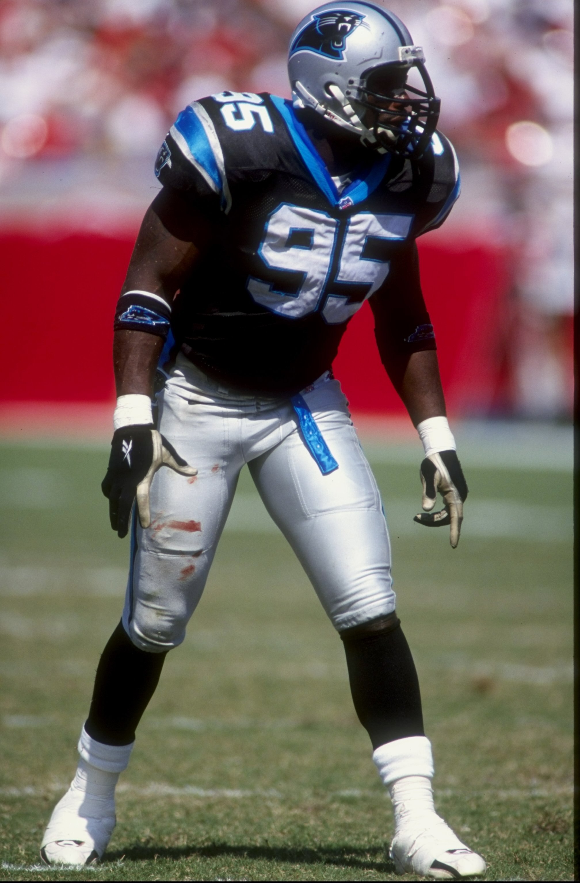 18 Oct 1998: Linebacker Greg Lloyd #95 of the Carolina Panthers in action during a game against the Tampa Bay Buccaneers at the Raymond James Stadium in Tampa, Florida. The Buccaneers defeated the Panthers 16-13.