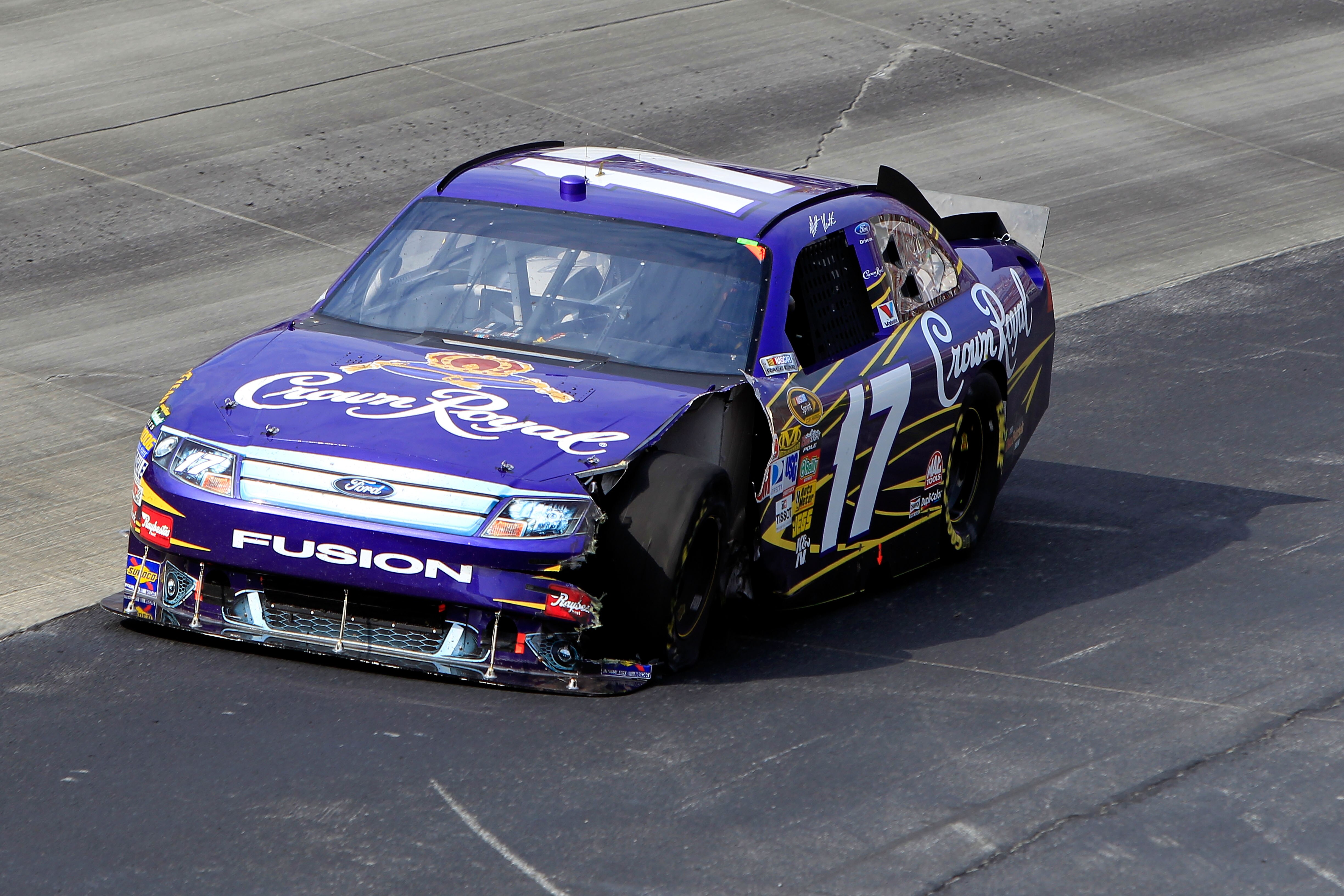 DOVER, DE - SEPTEMBER 26:  Matt Kenseth drives the #17 Crown Royal Ford down the aprin after an incident in the NASCAR Sprint Cup Series AAA 400 at Dover International Speedway on September 26, 2010 in Dover, Delaware.  (Photo by Chris Trotman/Getty Image