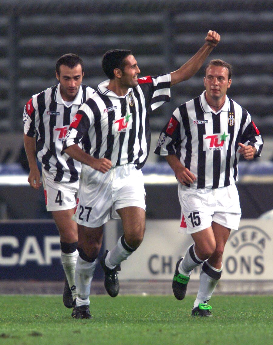 18 Sep 2001:  Nicola Amoruso of Juventus celebrates scoring the decisive penalty during the match between Juventus and Celtic in the Champions League first group stage at the Delle Alpi Stadio, Turin. DIGITAL IMAGE  Mandatory Credit: Gary M. Prior/ALLSPOR