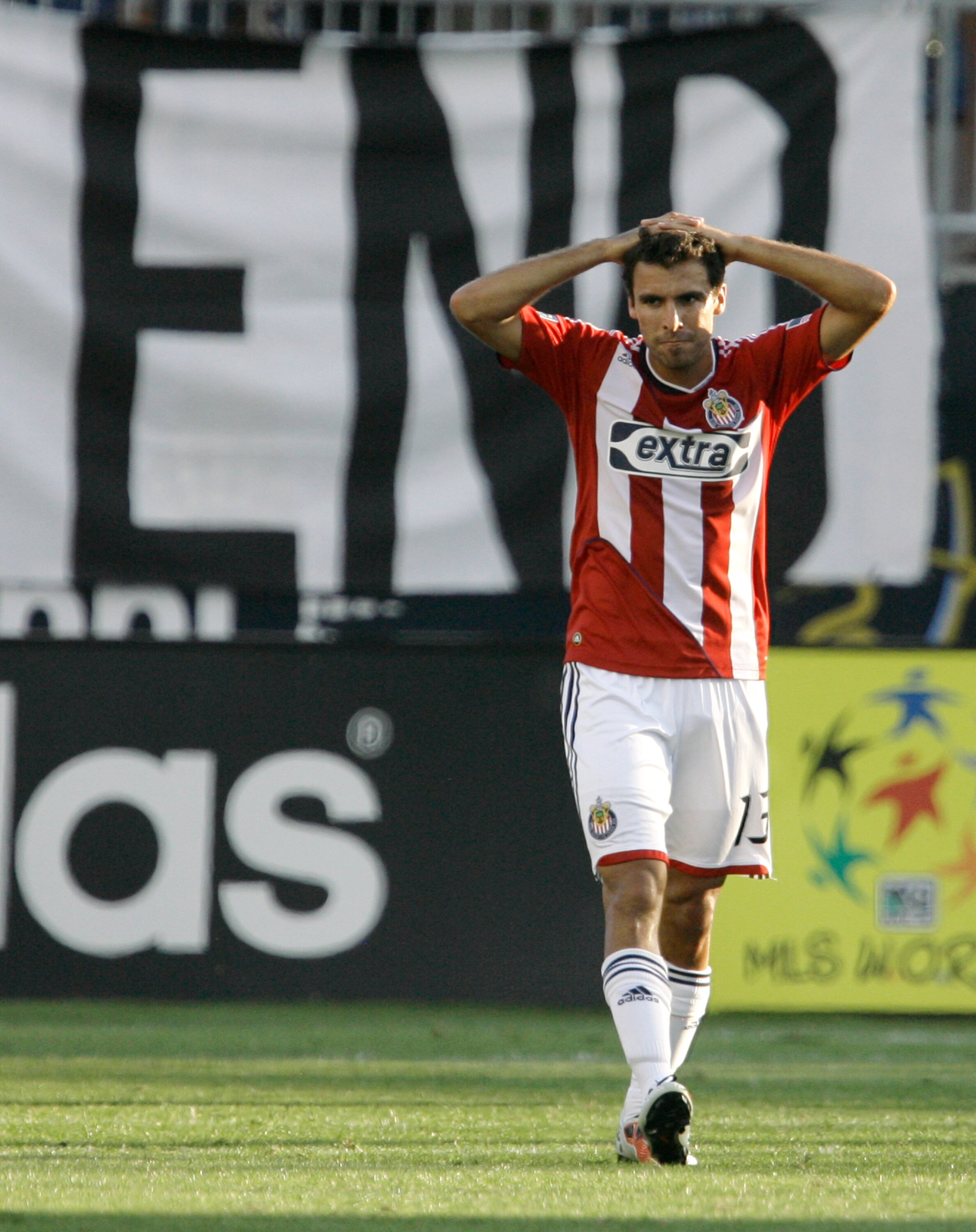 CHESTER, PA- SEPTEMBER 25: Forward Jonathan Bornstein of Chivas USA reacts after shooting wide against the Philiadelphia Union in the second half of their game at PPL Park on September 25, 2010 in Chester, Pennsylvania. The Union won 3-0. (Photo by Chris