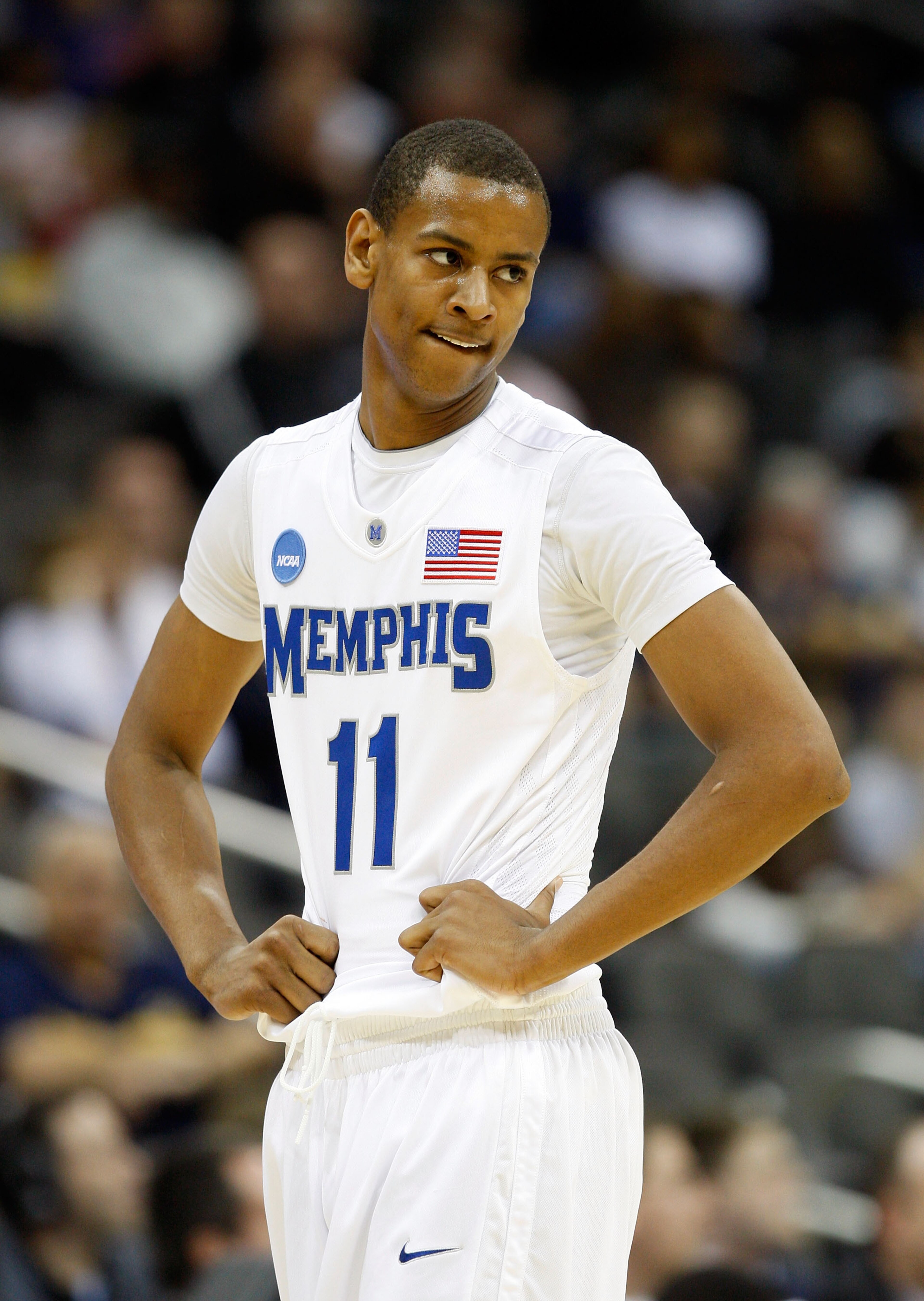 KANSAS CITY, MO - MARCH 19:  Wesley Witherspoon #11 of the Memphis Tigers looks on during their first round game against the CSUN Matadors in the NCAA Division I Men's Basketball Tournament at the Sprint Center on March 19, 2009 in Kansas City, Missouri.