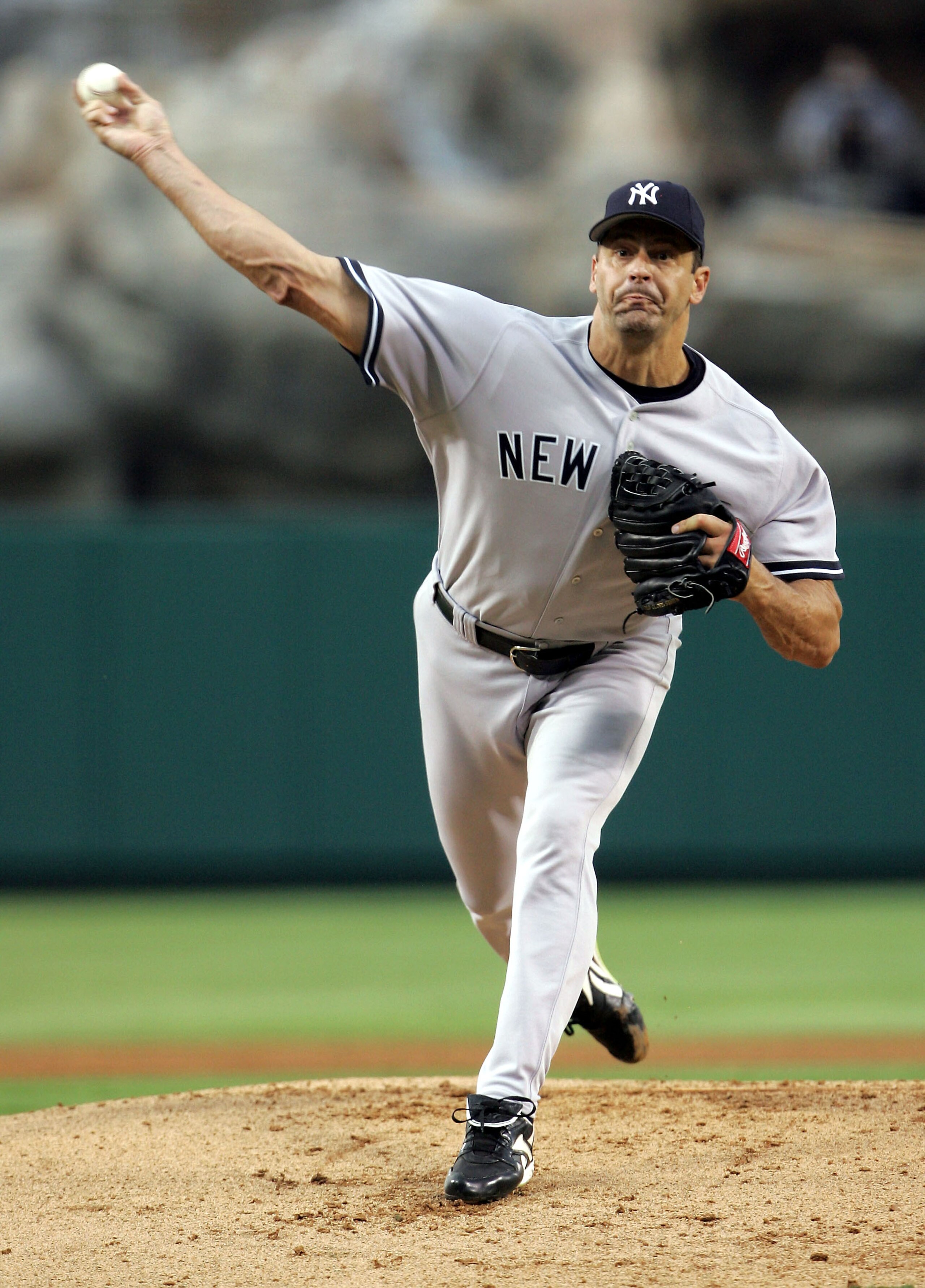 ANAHEIM, CA - JULY 23:  Kevin Brown #27 of the New York Yankees throws a pitch in the first inning against the Los Angeles Angels of Anaheim at Angel Stadium on July 23, 2005 in Anaheim, California.  (Photo by Jeff Gross/Getty Images)