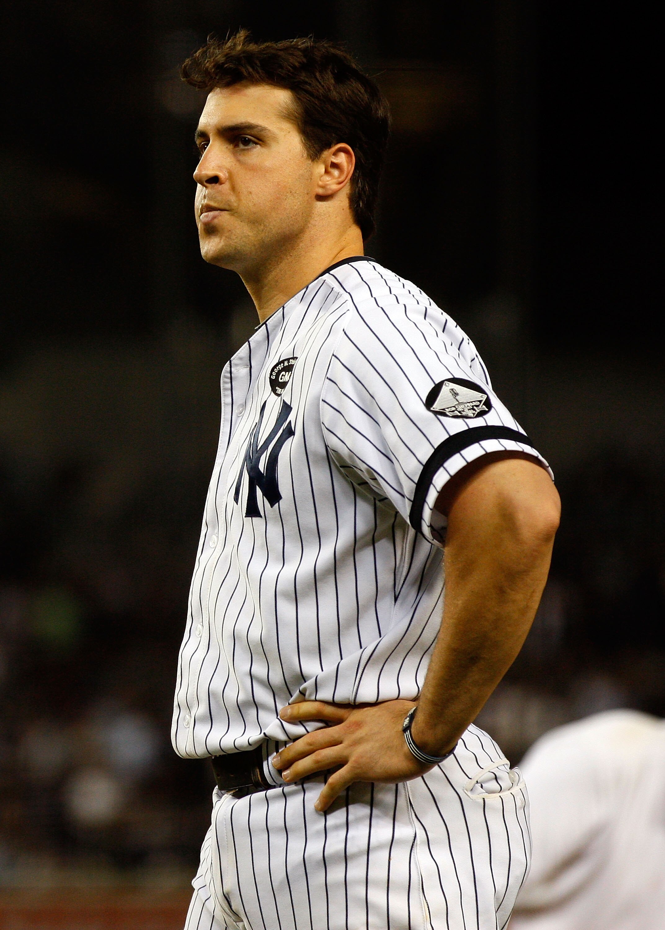 NEW YORK - SEPTEMBER 23:  Mark Teixeira #25 of the New York Yankees reacts after flying out with the bases loaded to end sixth-inning against the Tampa Bay Rays on September 23, 2010 at Yankee Stadium in the Bronx borough of New York City.  (Photo by Mike