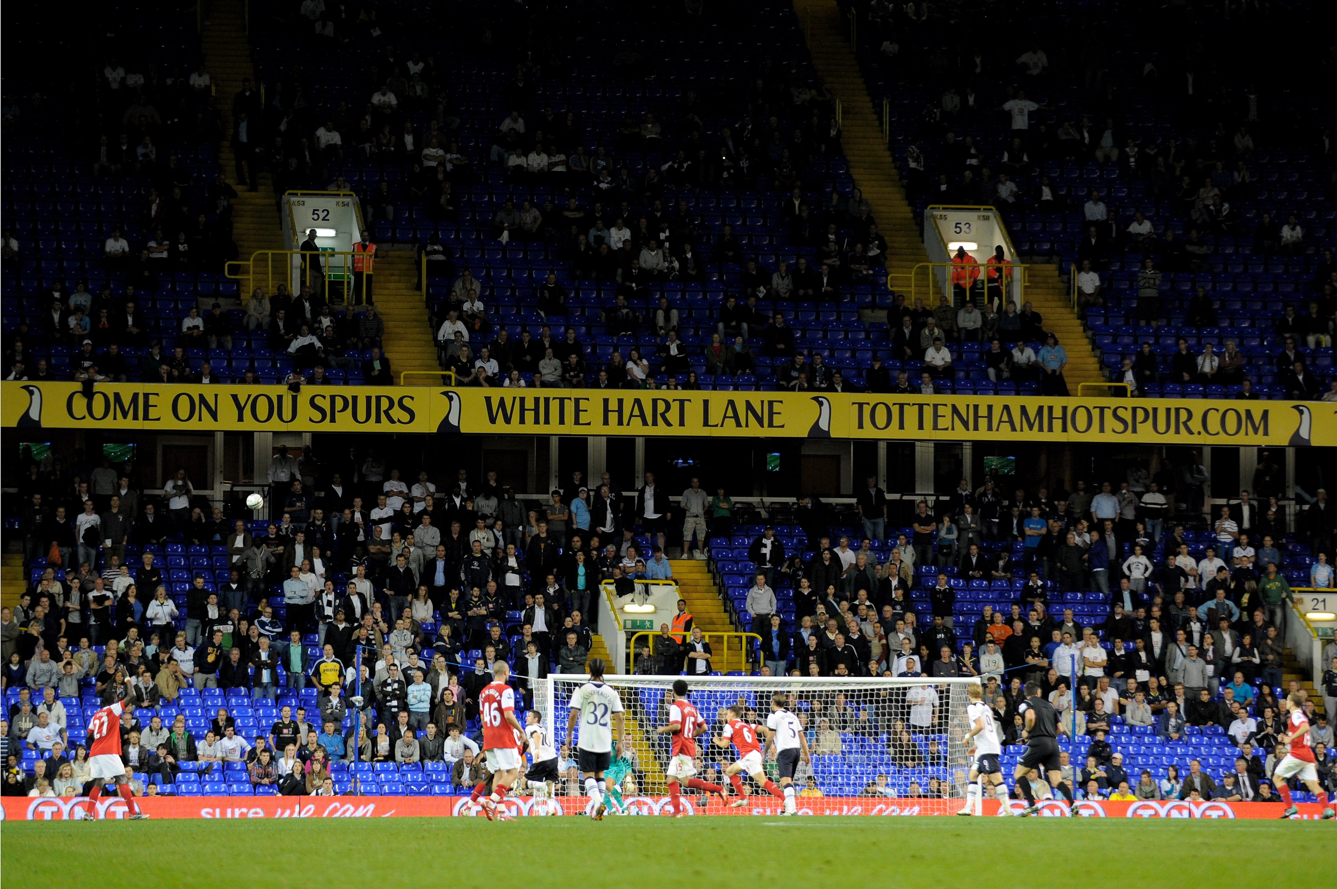 LONDON, ENGLAND - SEPTEMBER 21:  Empty seats as Spurs fans leave the ground before the end of extra time as their team heads towards a 4-1 defeat during the Carling Cup third round match between Tottenham Hotspur and Arsenal at White Hart Lane on Septembe