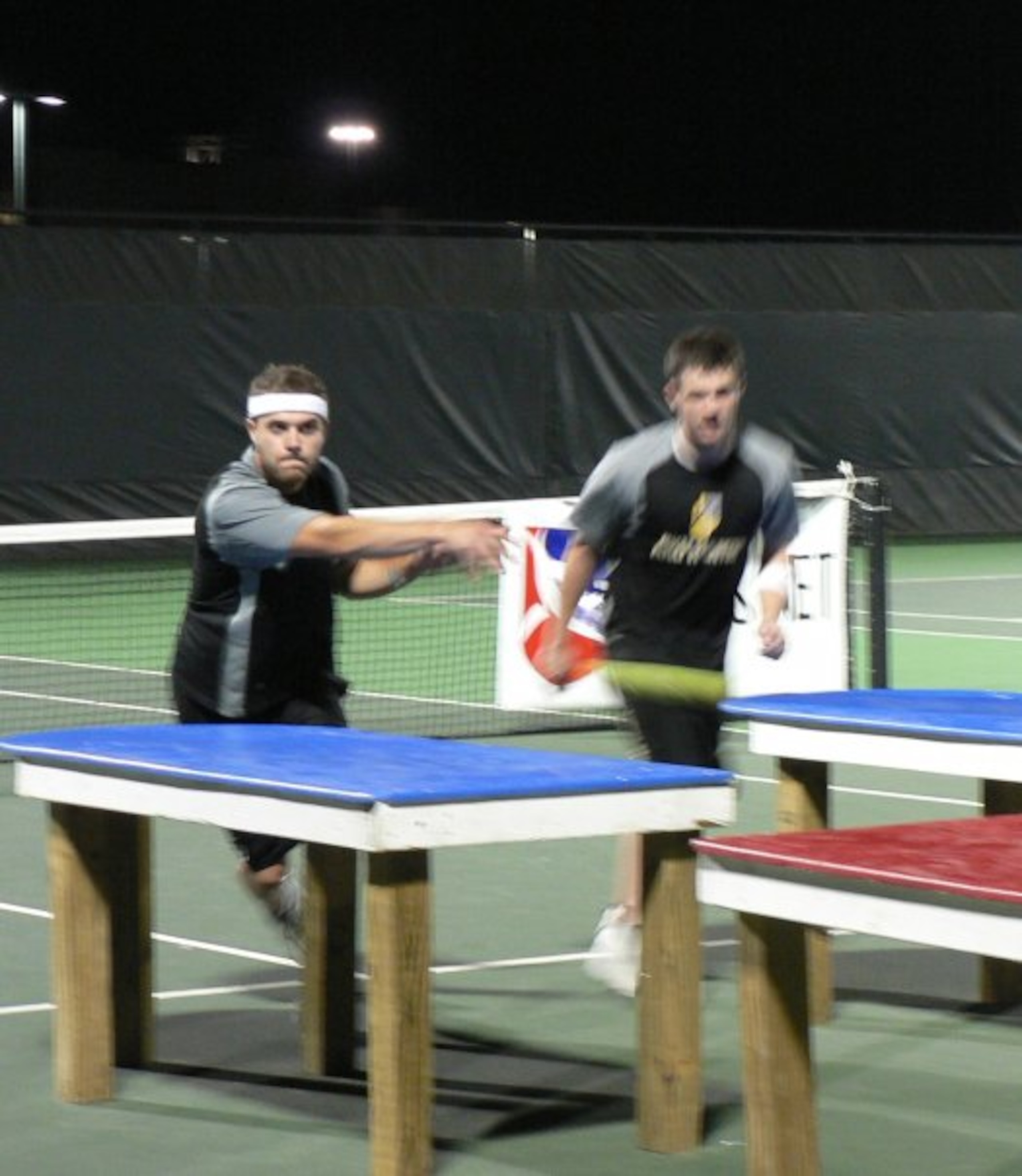 An intense serve to kick off the match