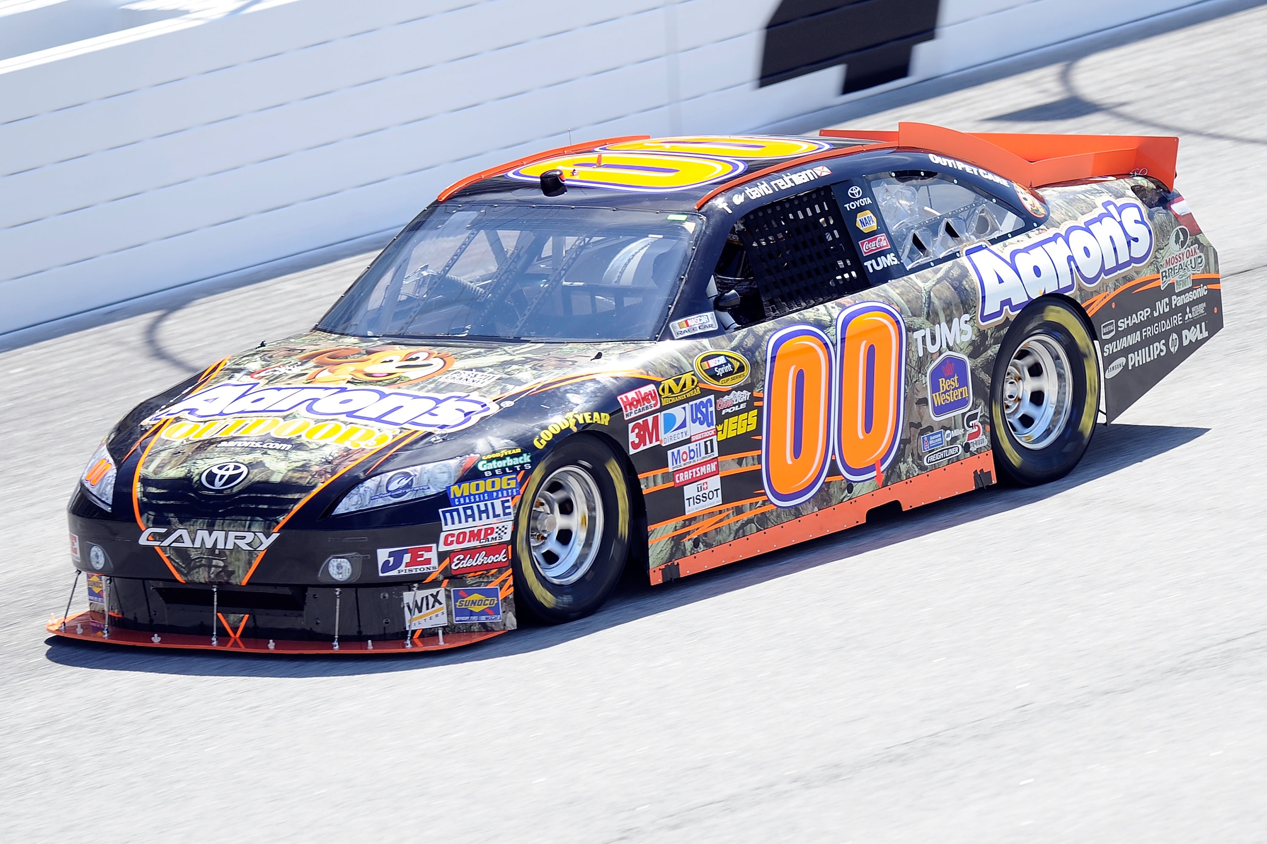 HAMPTON, GA - SEPTEMBER 04:  David Reutimann drives the #00 Aaron's Outdoors Toyota during practice for the NASCAR Sprint Cup Series Emory Healthcare 500 at Atlanta Motor Speedway on September 4, 2010 in Hampton, Georgia.  (Photo by John Harrelson/Getty I