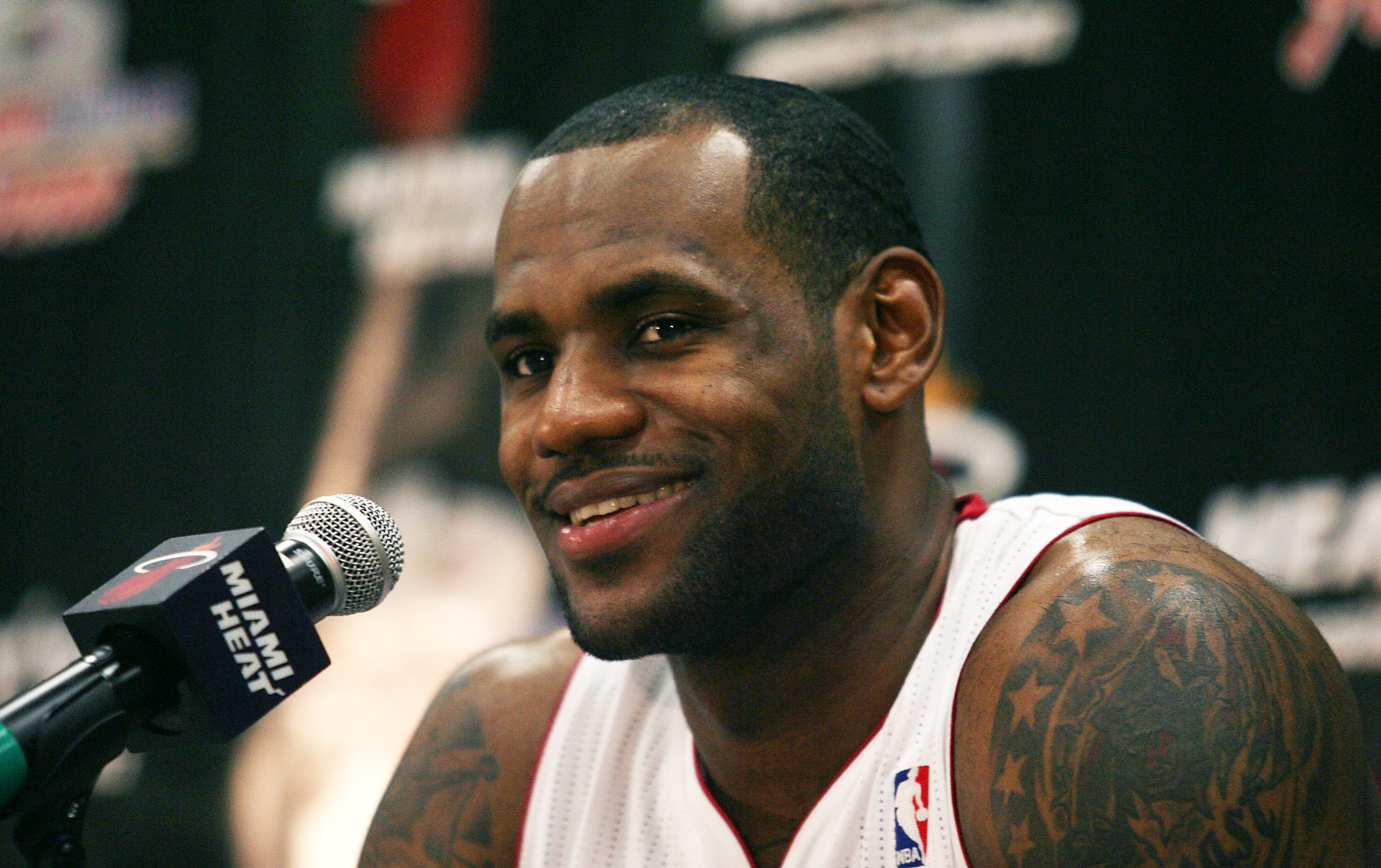MIAMI - SEPTEMBER 27:  LeBron James #6 of the Miami Heat speaks during media day at the Bank United Center on September 27, 2010 in Miami, Florida.  (Photo by Marc Serota/Getty Images)
