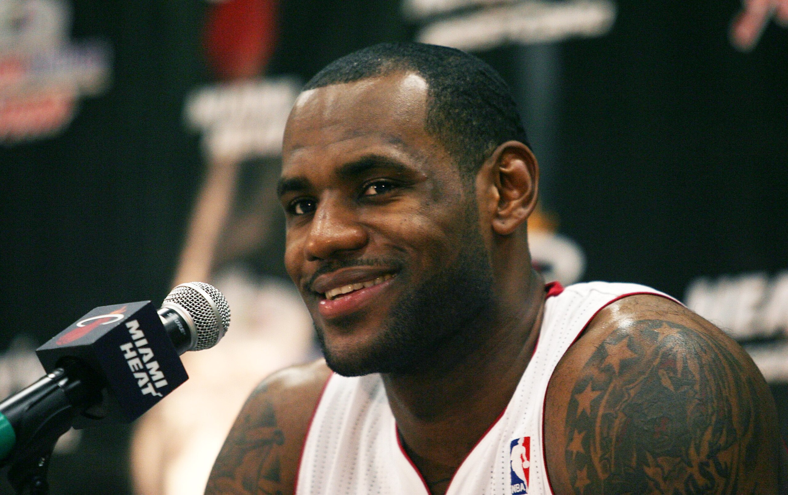 MIAMI - SEPTEMBER 27:  LeBron James #6 of the Miami Heat speaks during media day at the Bank United Center on September 27, 2010 in Miami, Florida.  (Photo by Marc Serota/Getty Images)