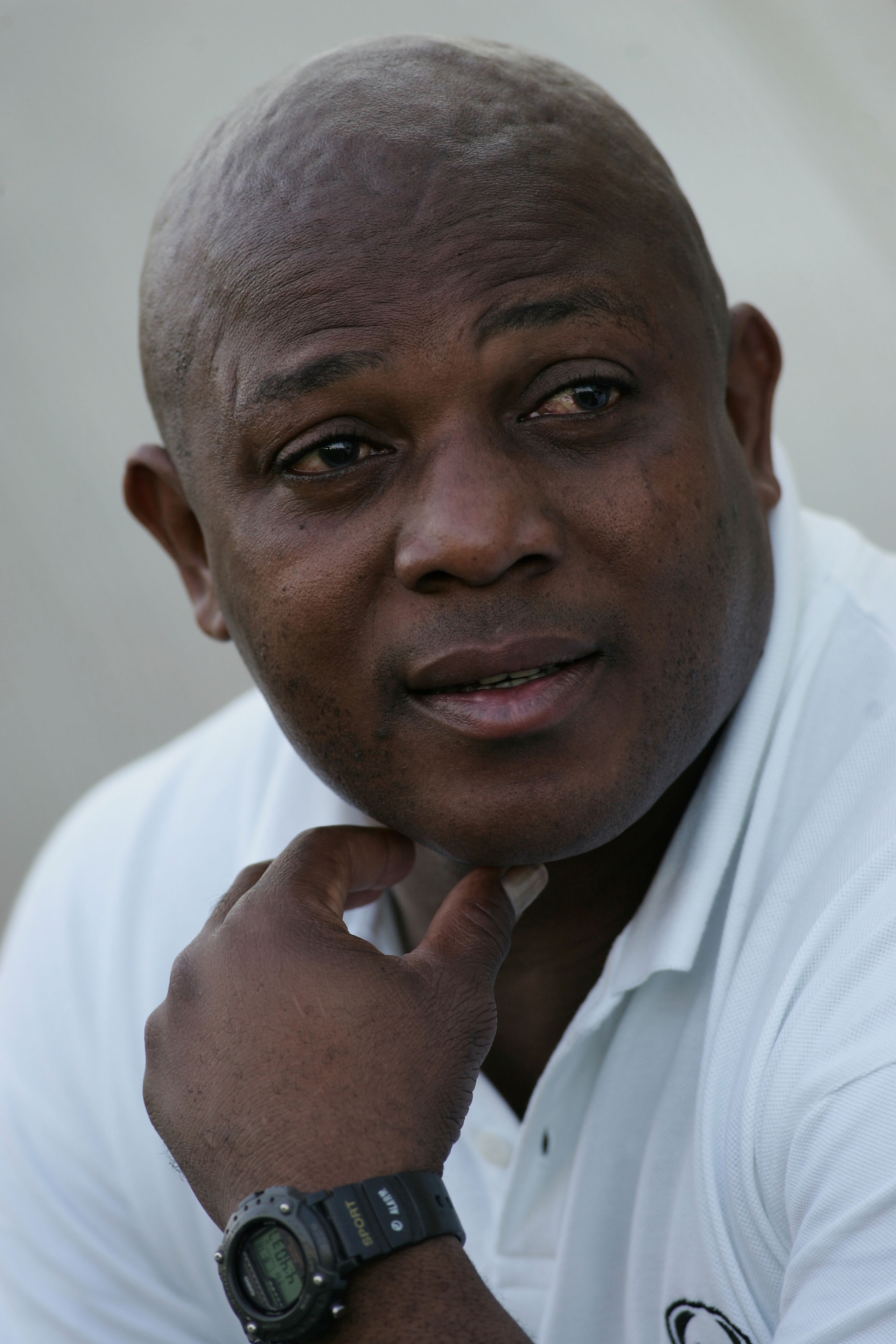 ROUEN, FRANCE - AUGUST 17:  A portrait of Stephen Keshi coach of Togo prior to the International friendly match between Morocco and Togo at the Stade Diochon on August 17, 2005, in Rouen, France.  (Photo by Ben Radford/Getty Images)
