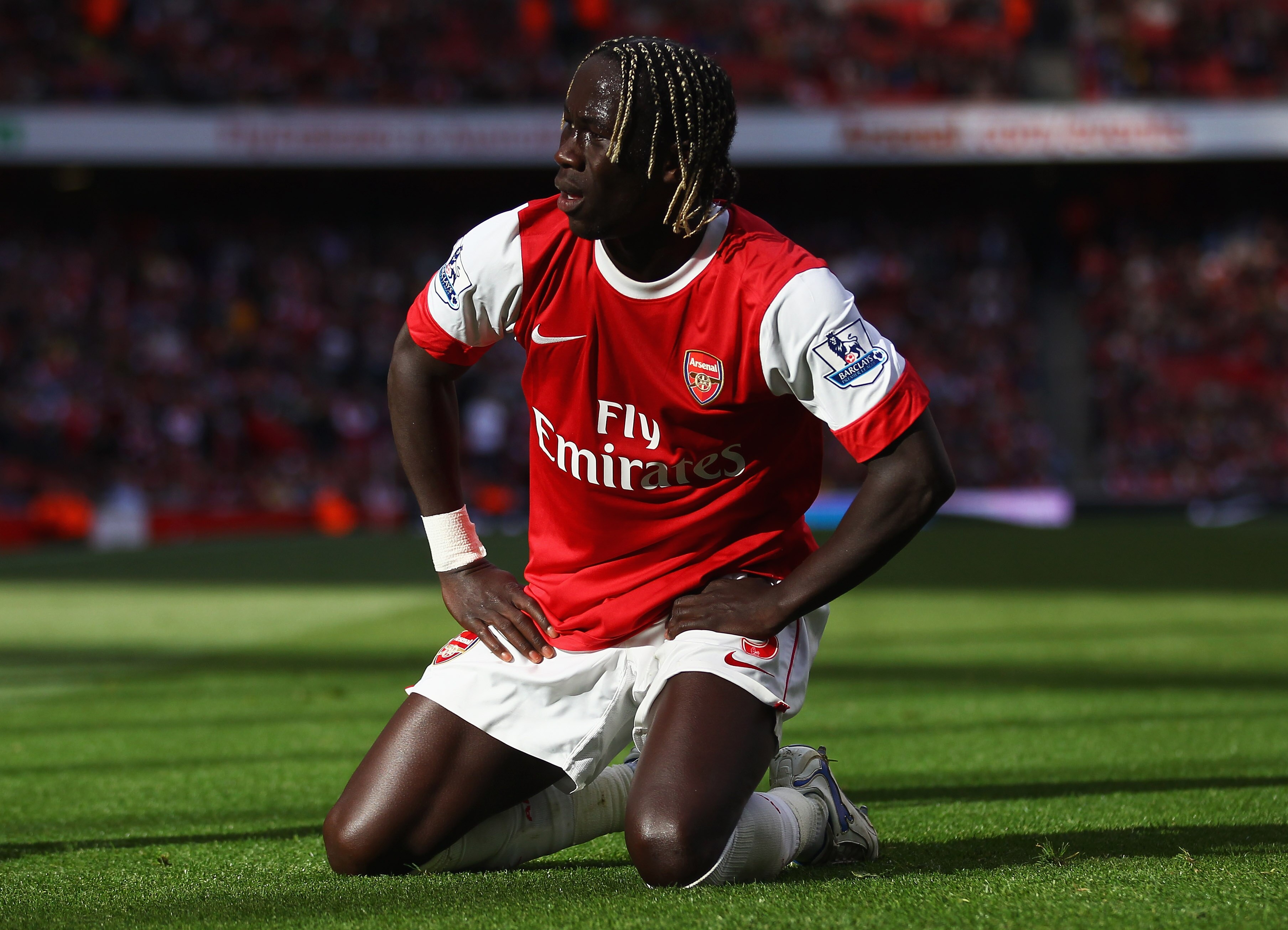 LONDON, ENGLAND - SEPTEMBER 25:  Bacary Sagna of Arsenal looks despondent during the Barclays Premier League match between Arsenal and West Bromwich Albion at the Emirates Stadium on September 25, 2010 in London, England.  (Photo by Julian Finney/Getty Im