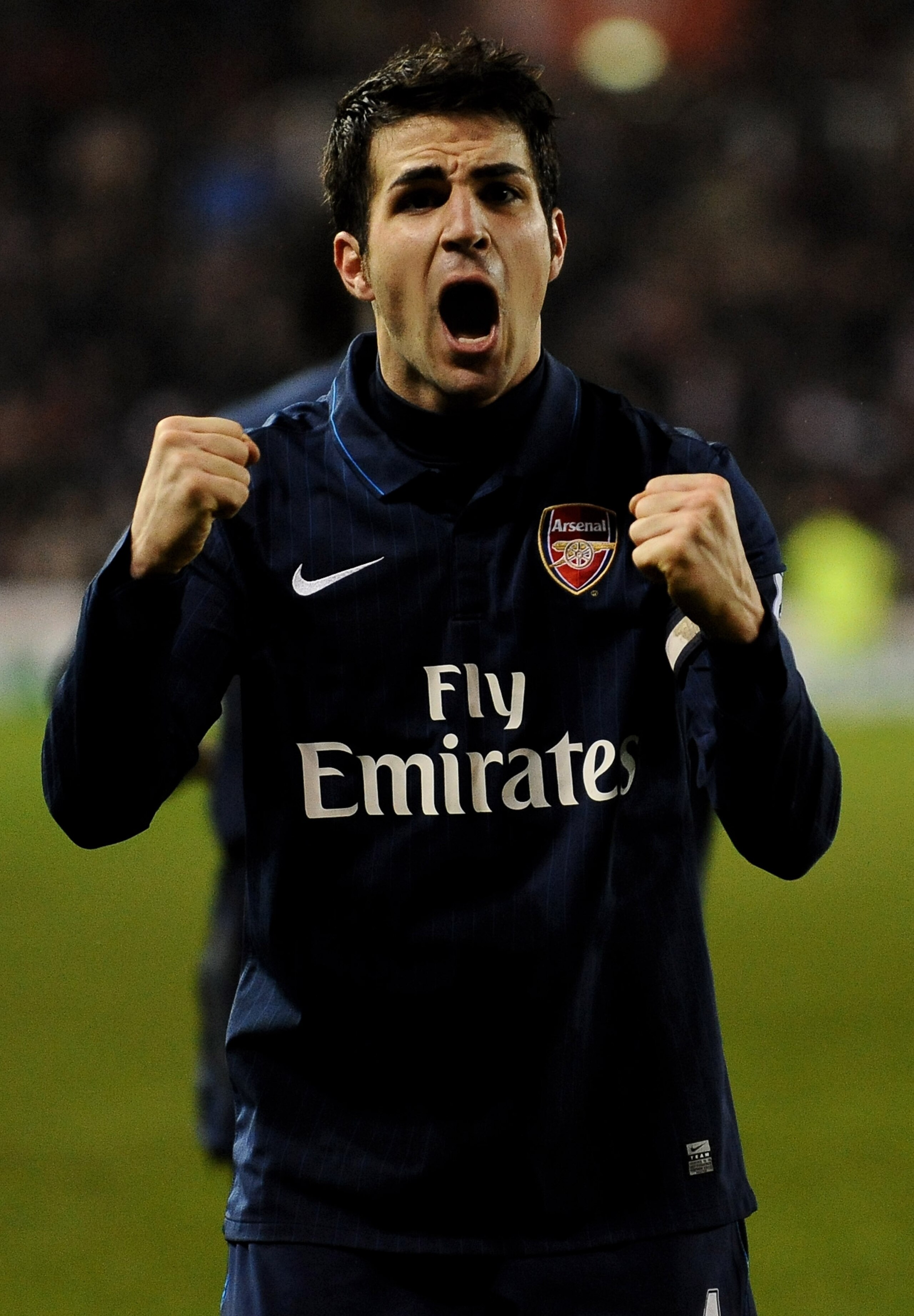STOKE ON TRENT, ENGLAND - FEBRUARY 27:  Cesc Fabregas of Arsenal celebrates scoring his team's second goal from the penalty spot during the Barclays Premier League match between Stoke City and Arsenal at The Britannia Stadium on February 27, 2010 in Stoke