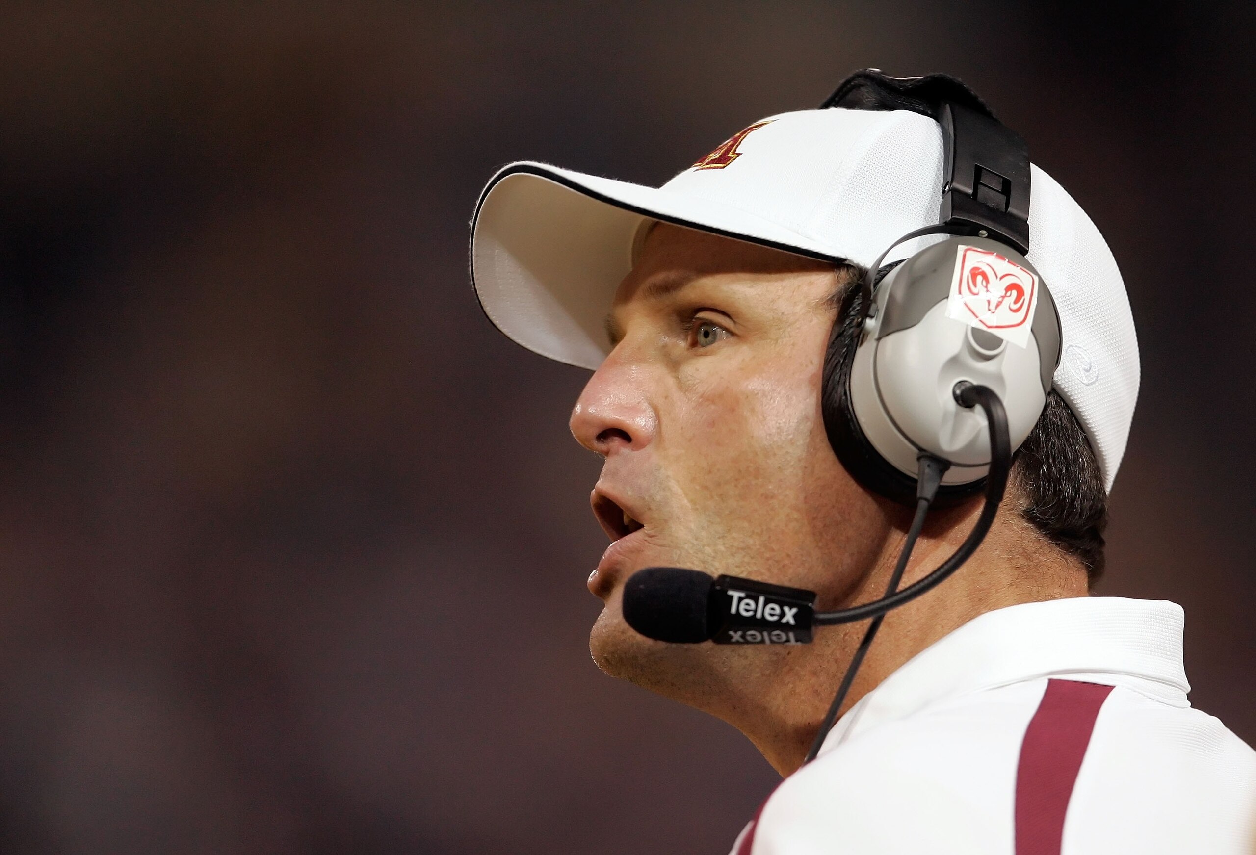 MINNEAPOLIS, MN - SEPTEMBER 29:  Minnesota Golden Gophers head coach Tim Brewster calls out a play during the game against the Ohio State Buckeyes at the Metrodome on September 29, 2007 in Minneapolis, Minnesota. Ohio State defeated Minnesota 30-7.  (Phot