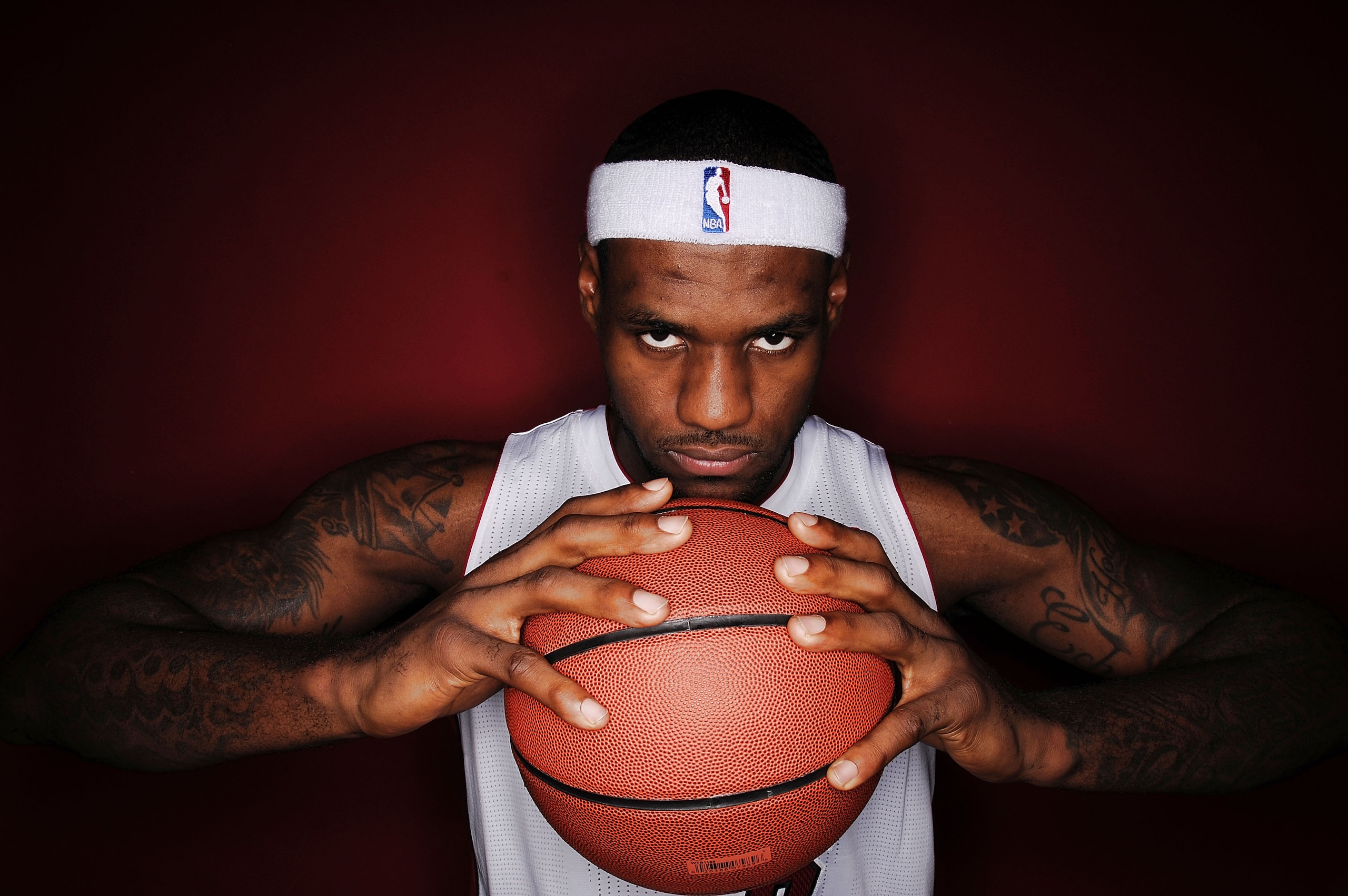 MIAMI - SEPTEMBER 27:  LeBron James #6 of the Miami Heat pose for photos during media day at the Bank United Center on September 27, 2010 in Miami, Florida.  (Photo by Marc Serota/Getty Images)