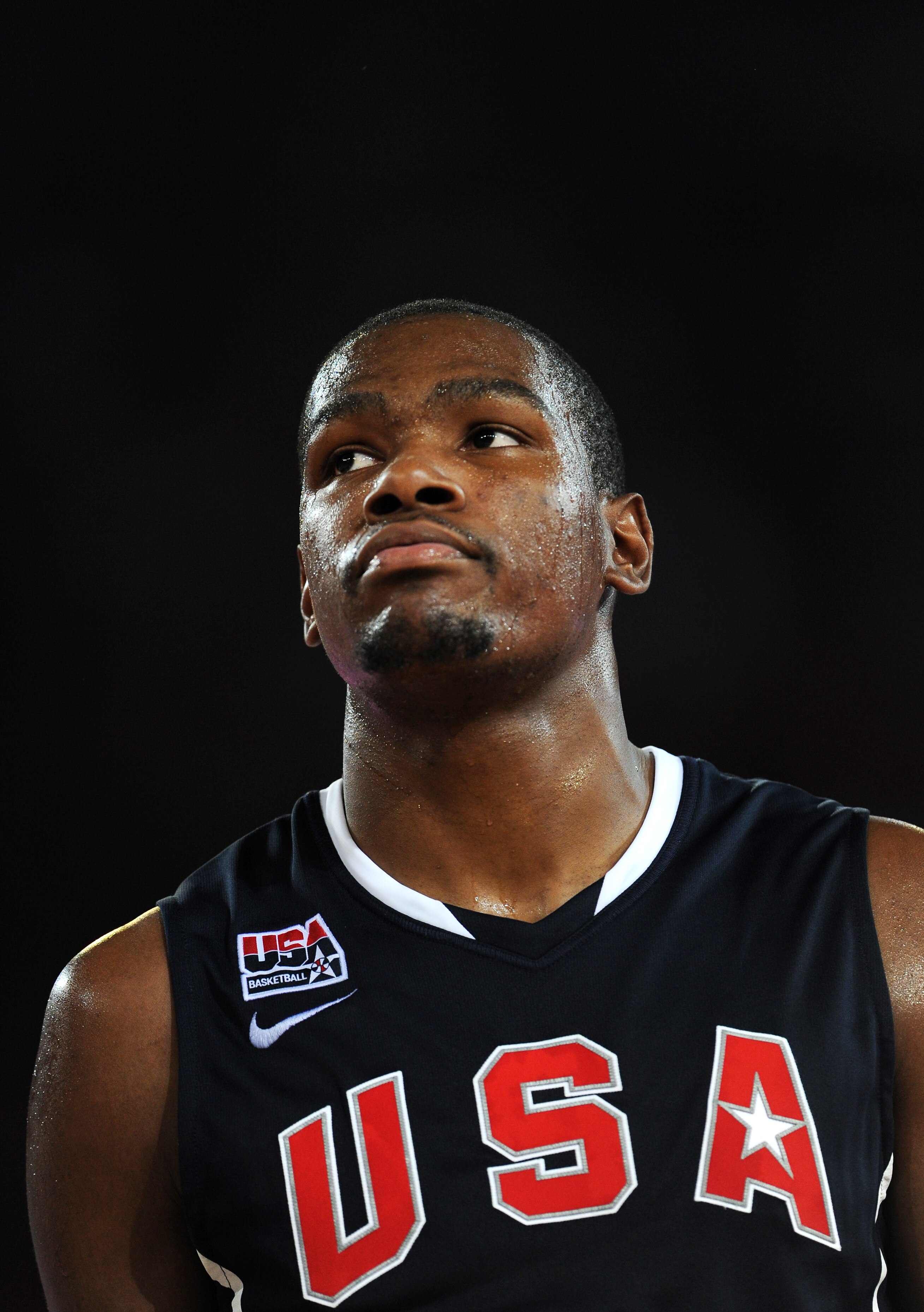 MADRID, SPAIN - AUGUST 22:  Kevint Durant of the USA watches on during a friendly basketball game between Spain and the USA at La Caja Magica on August 22, 2010 in Madrid, Spain.  (Photo by Jasper Juinen/Getty Images)