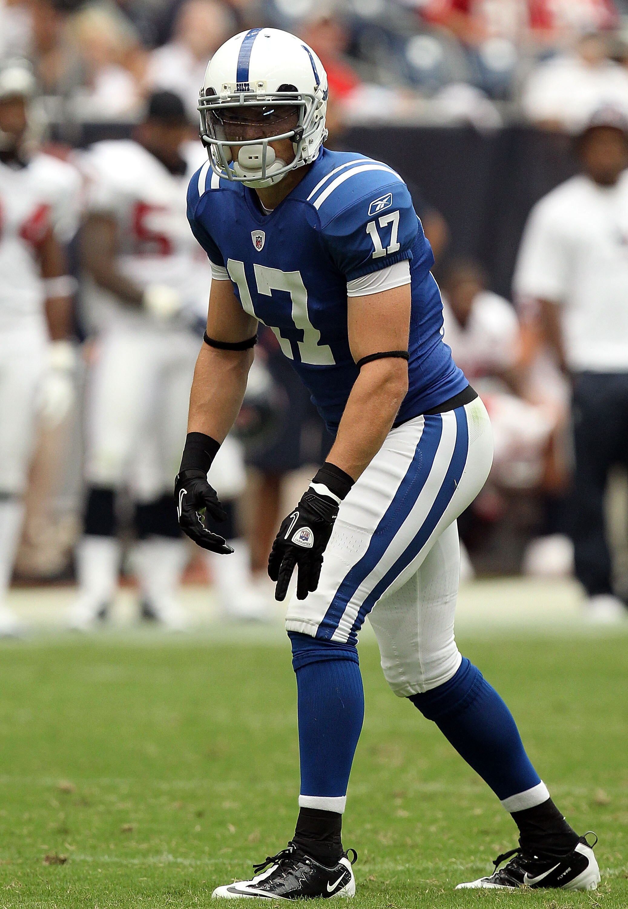 HOUSTON - SEPTEMBER 12:  Wide receiver Austin Collie #17 of the Indianapolis Colts at Reliant Stadium on September 12, 2010 in Houston, Texas.  (Photo by Ronald Martinez/Getty Images)