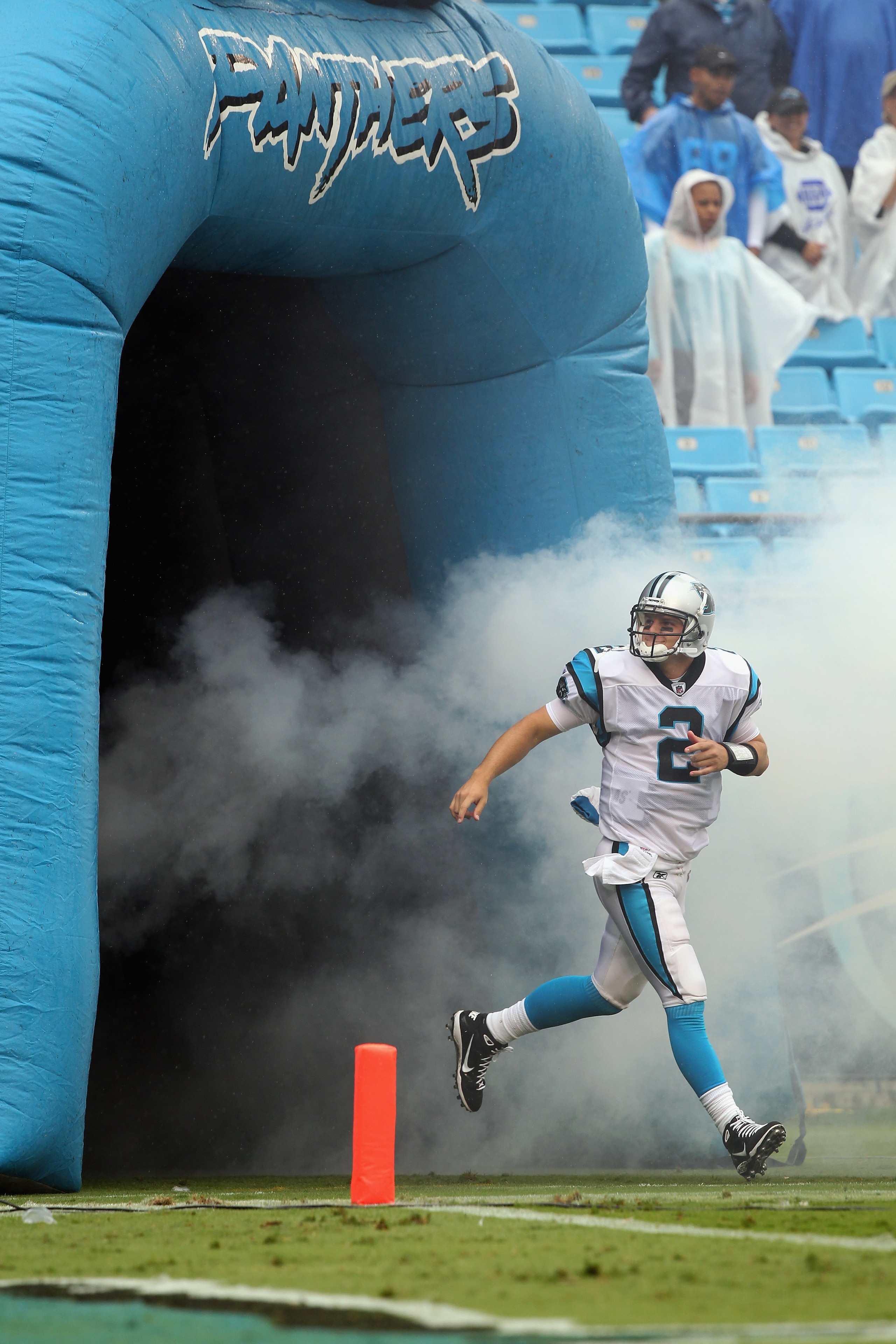 CHARLOTTE, NC - SEPTEMBER 26:  Casey Clausen #2 of the Carolina Panthers against the Cincinnati Bengals during their game at Bank of America Stadium on September 26, 2010 in Charlotte, North Carolina.  (Photo by Streeter Lecka/Getty Images)