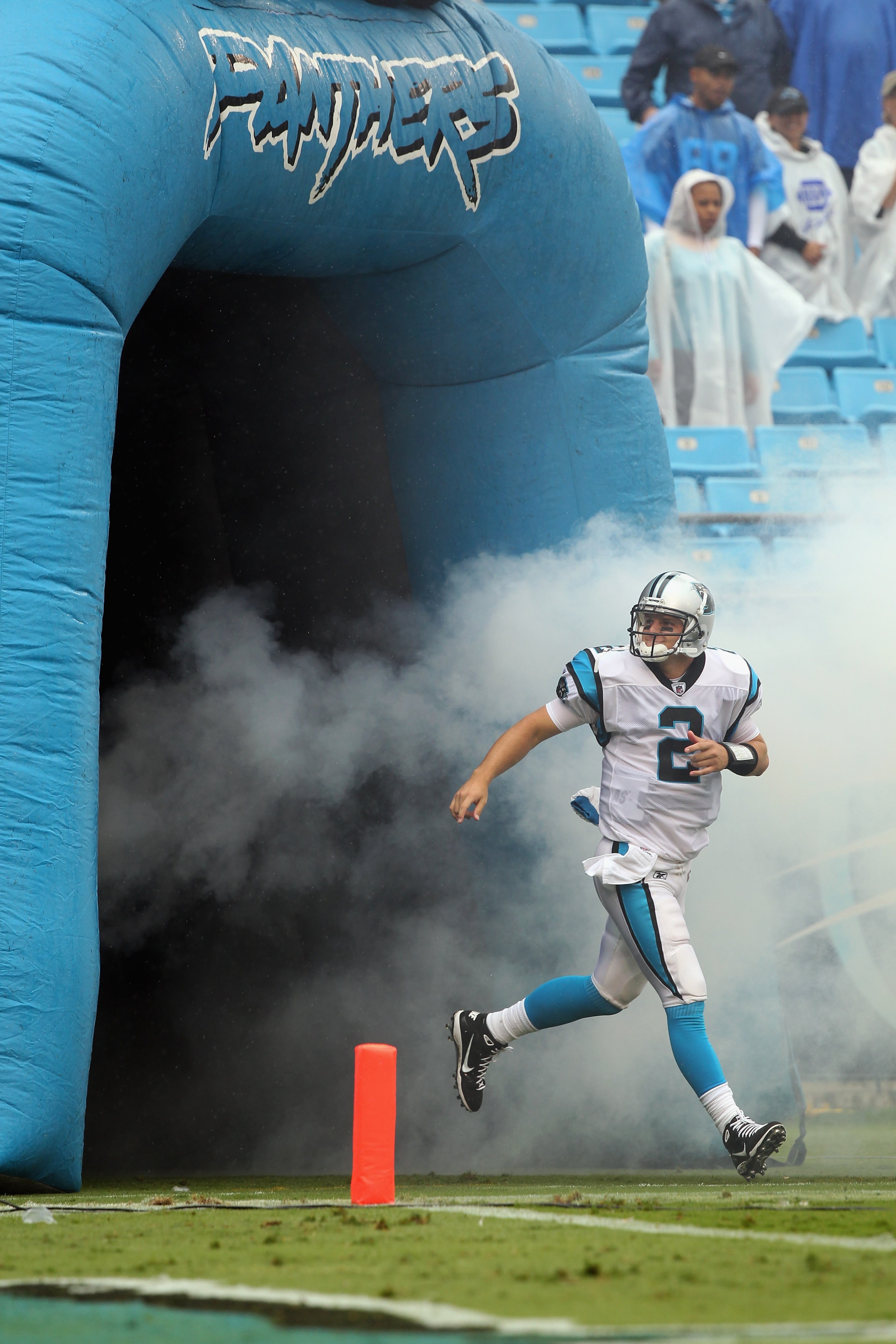 CHARLOTTE, NC - SEPTEMBER 26:  Casey Clausen #2 of the Carolina Panthers against the Cincinnati Bengals during their game at Bank of America Stadium on September 26, 2010 in Charlotte, North Carolina.  (Photo by Streeter Lecka/Getty Images)
