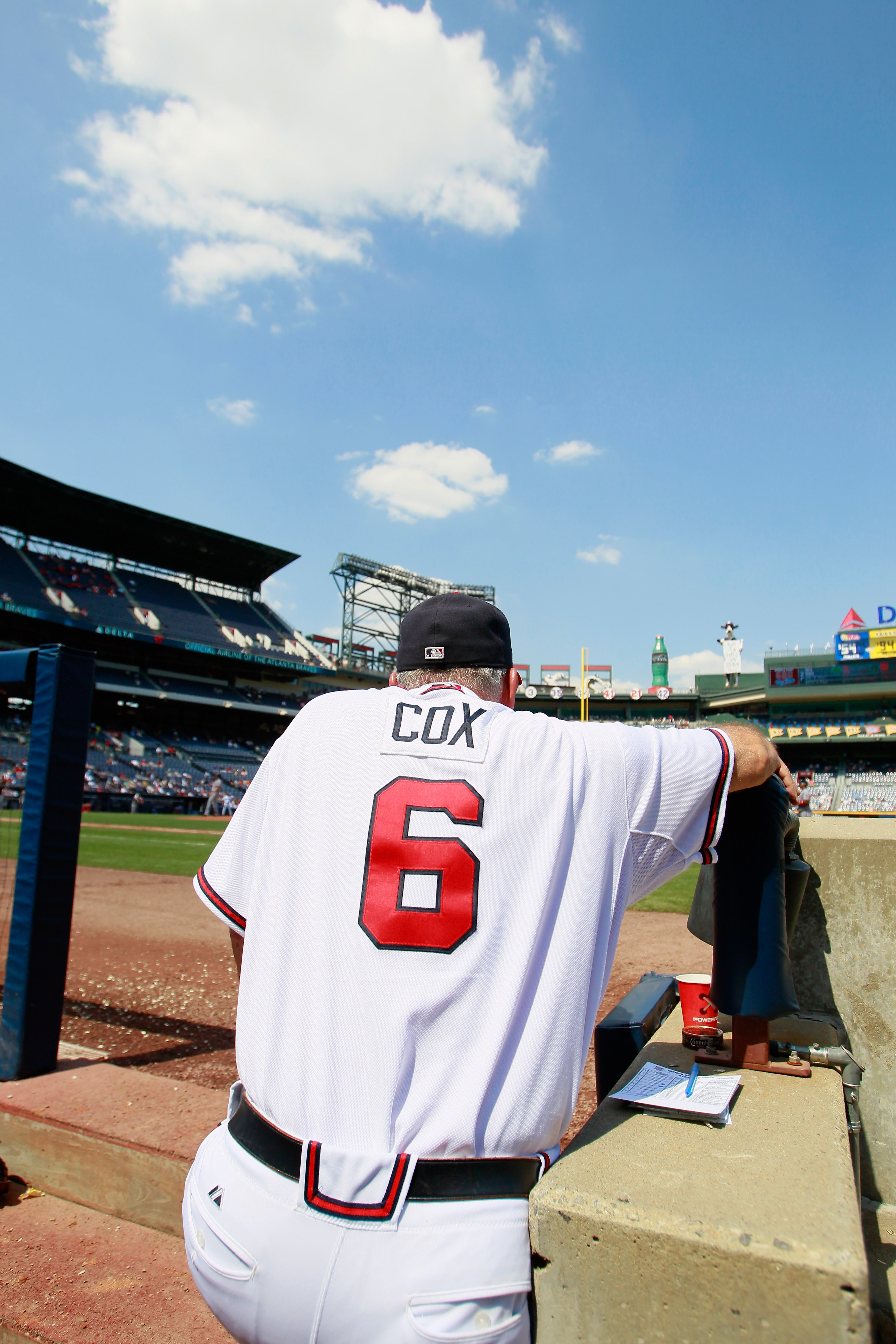 ATLANTA - SEPTEMBER 15:  Manager Bobby Cox #6 of the Atlanta Braves against the Washington Nationals at Turner Field on September 15, 2010 in Atlanta, Georgia.  (Photo by Kevin C. Cox/Getty Images)