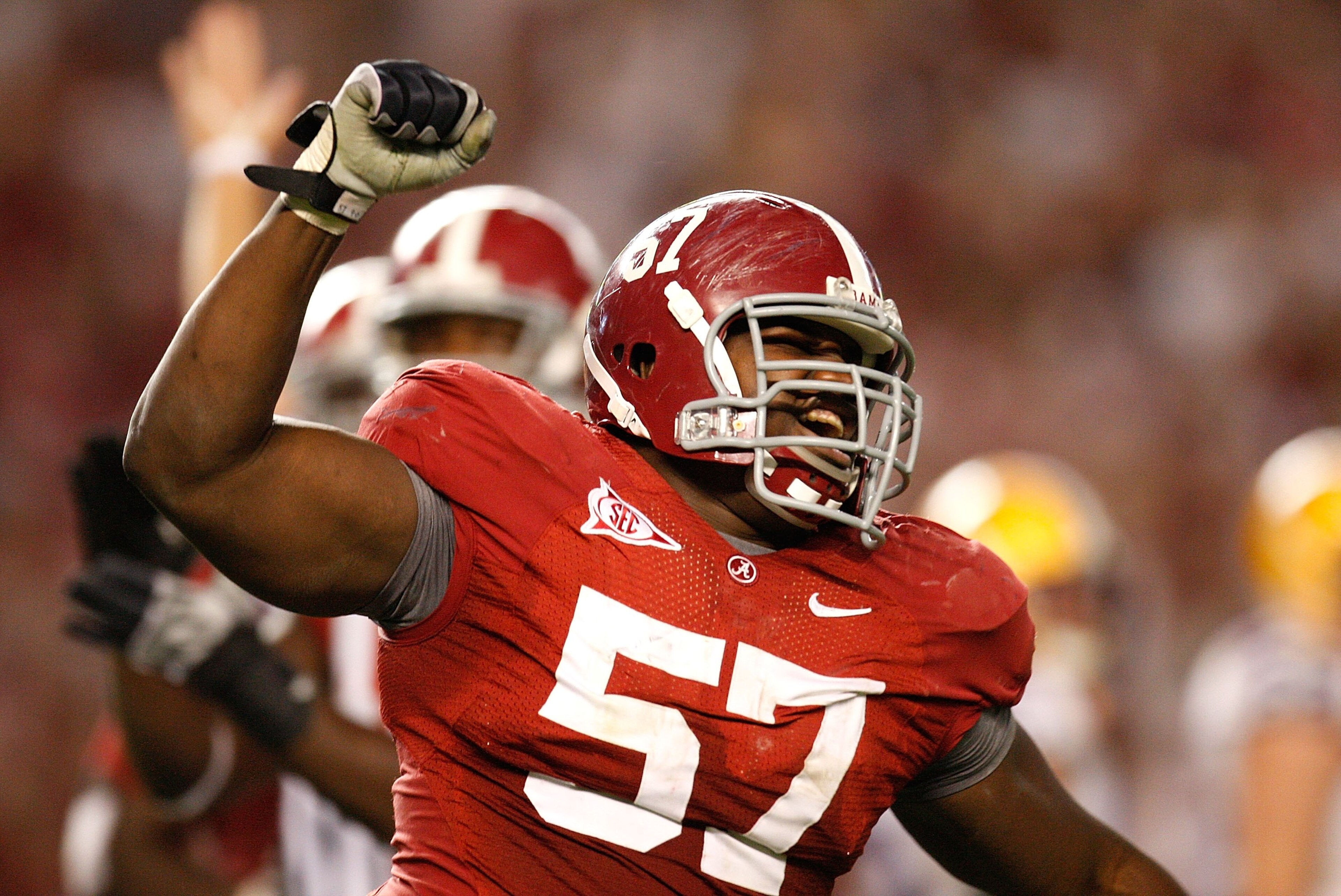 TUSCALOOSA, AL - NOVEMBER 07:  Marcell Dareus #57 of the Alabama Crimson Tide against the Louisiana State University Tigers at Bryant-Denny Stadium on November 7, 2009 in Tuscaloosa, Alabama.  (Photo by Kevin C. Cox/Getty Images)