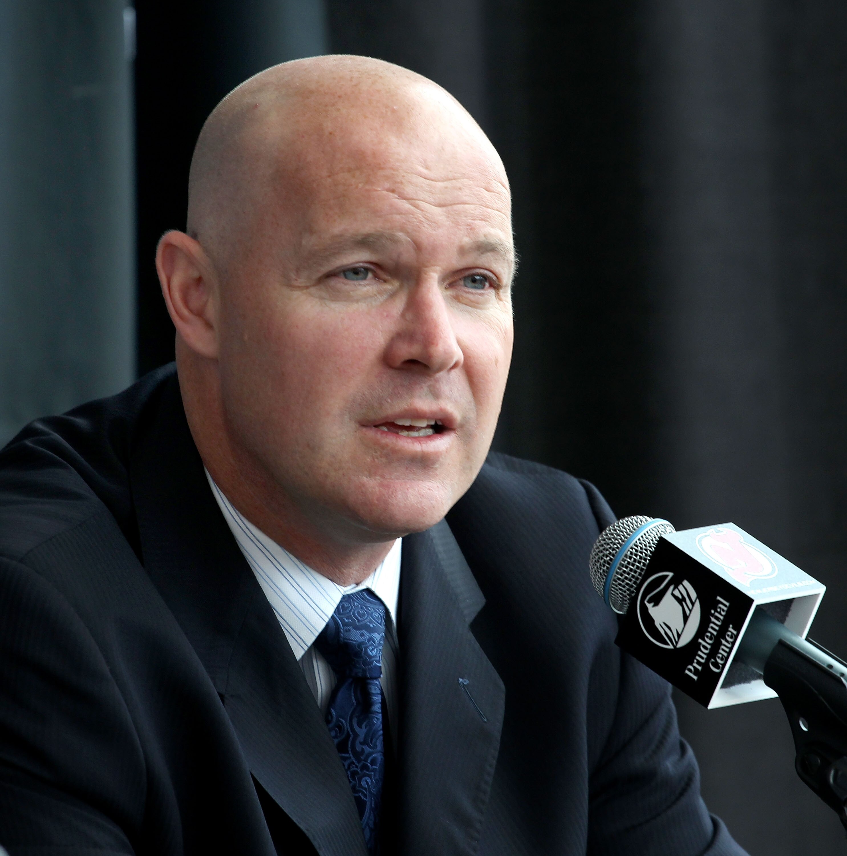 NEWARK, NJ - JUNE 17: John MacLean addresses ther media during a press conference introducing him as the New Jersey Devils new head coach at the Prudential Center on June 17, 2010 in Newark, New Jersey. (Photo by Andy Marlin/Getty Images)