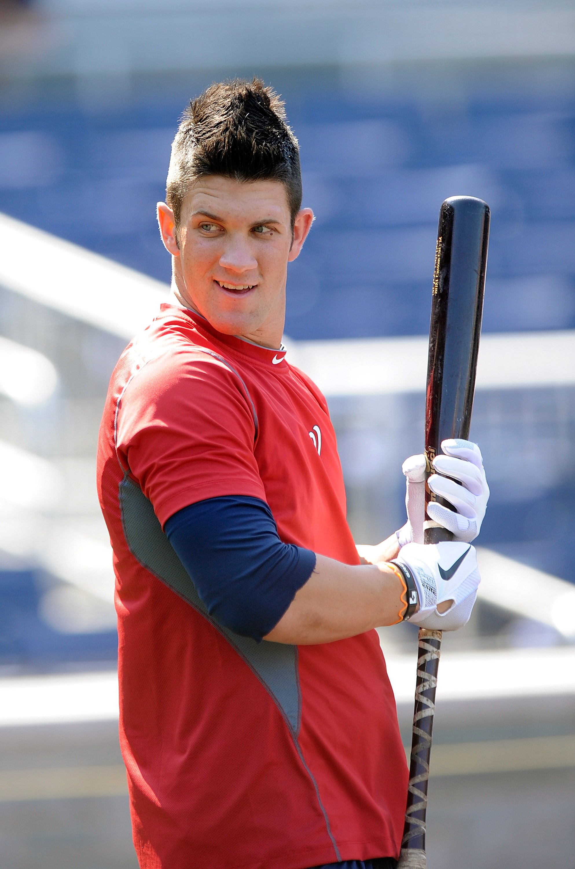 WASHINGTON - AUGUST 26:  Bryce Harper of the Washington Nationals takes batting practice at Nationals Park on August 26, 2010 in Washington, DC.  (Photo by Greg Fiume/Getty Images)