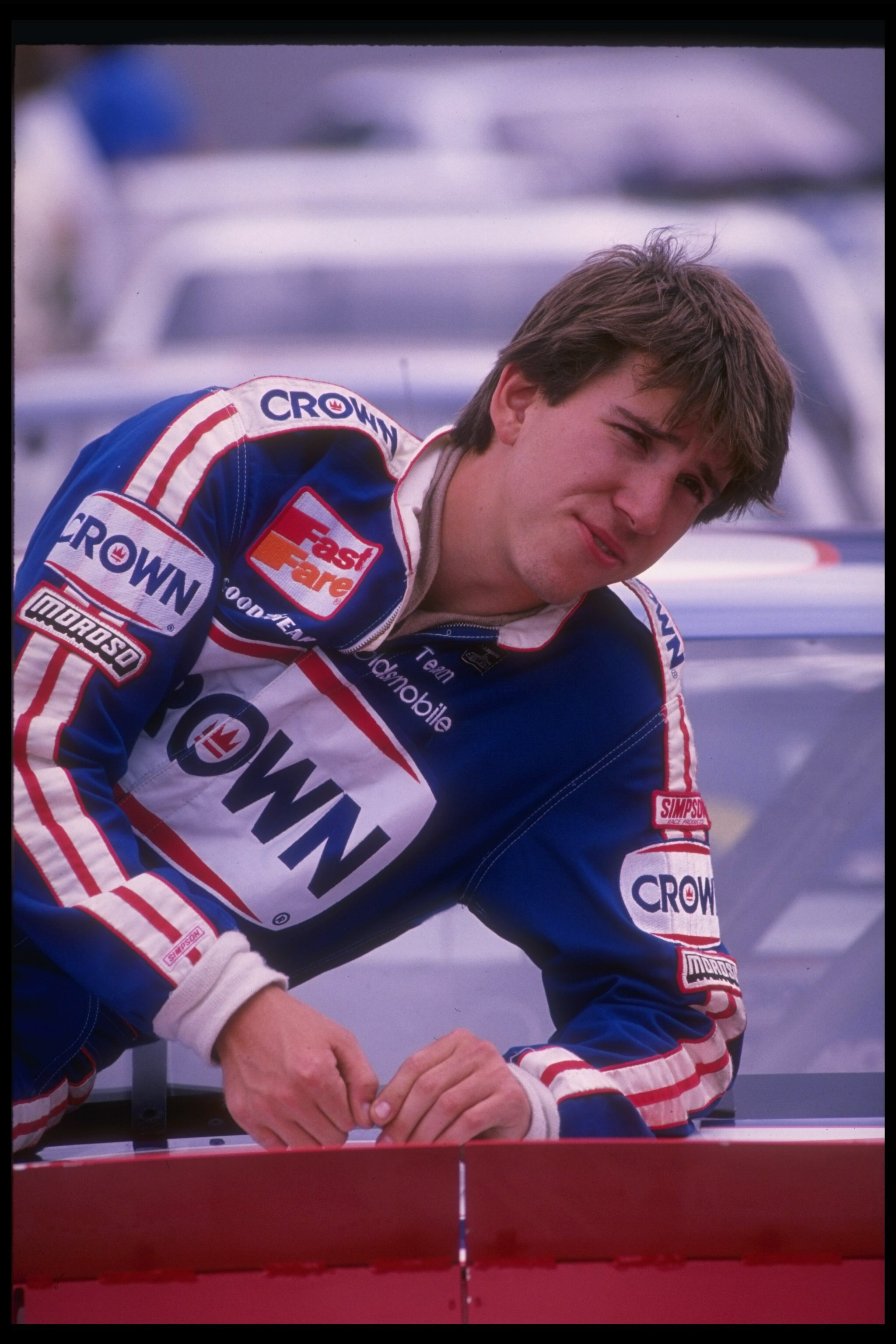 Rob Moroso looks on before the NASCAR Fisrt Union 400 at North Wilkesboro Speeway in North Wilkesboro, North Carolina.