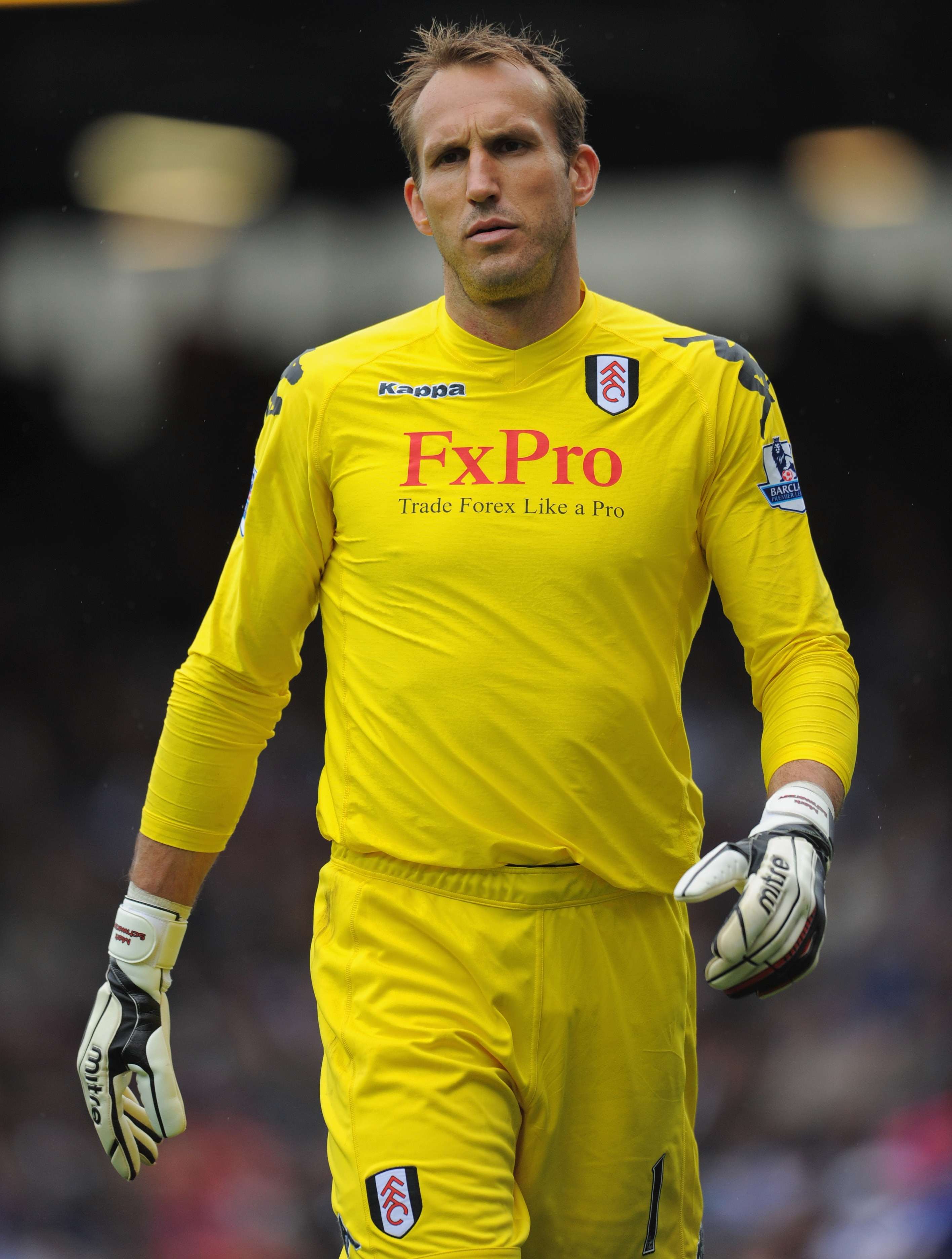 BLACKBURN, ENGLAND - SEPTEMBER 18: Mark Schwarzer of Fulham looks on during the Barclays Premier League match between Blackburn Rovers and Fulham at Ewood park on September 18, 2010 in Blackburn, England.  (Photo by Michael Regan/Getty Images)