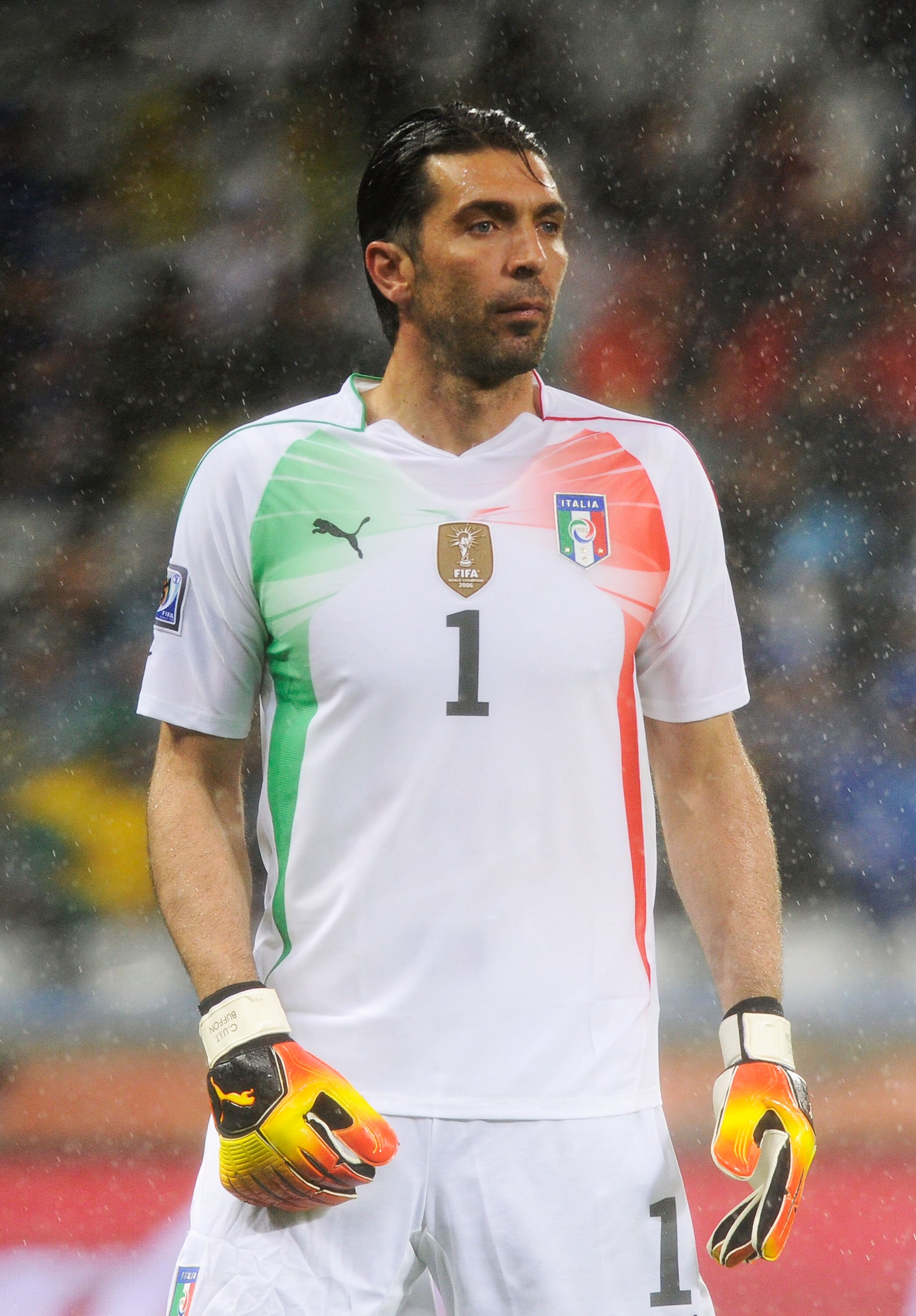 CAPE TOWN, SOUTH AFRICA - JUNE 14:  Gianluigi Buffon of Italy looks on during the 2010 FIFA World Cup South Africa Group F match between Italy and Paraguay at Green Point Stadium on June 14, 2010 in Cape Town, South Africa.  (Photo by Claudio Villa/ Grazi