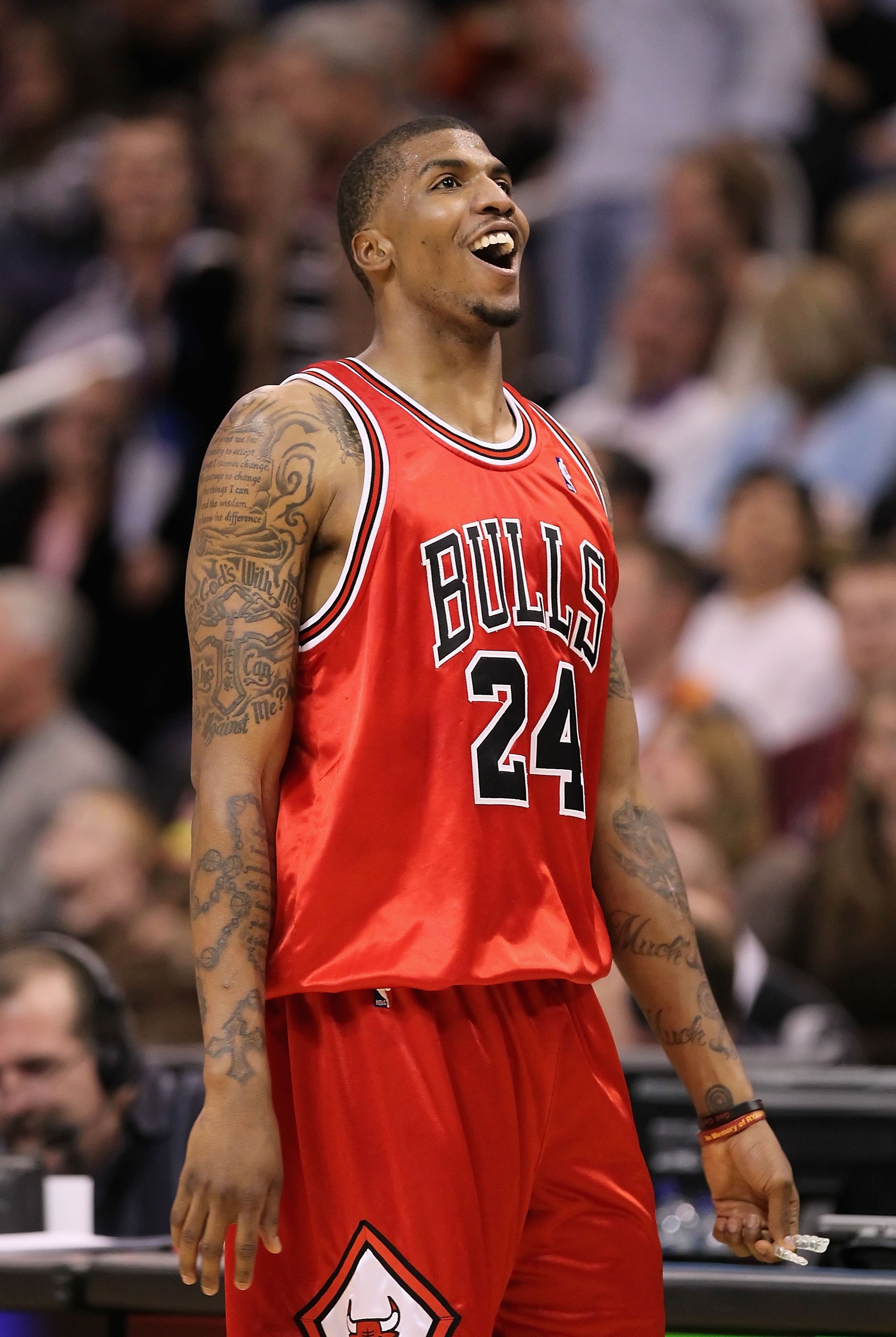PHOENIX - JANUARY 22:  Tyrus Thomas #24 of the Chicago Bulls during the NBA game against the Phoenix Suns at US Airways Center on January 22, 2010 in Phoenix, Arizona. The Bulls defeated the Suns 115-104.  NOTE TO USER: User expressly acknowledges and agr