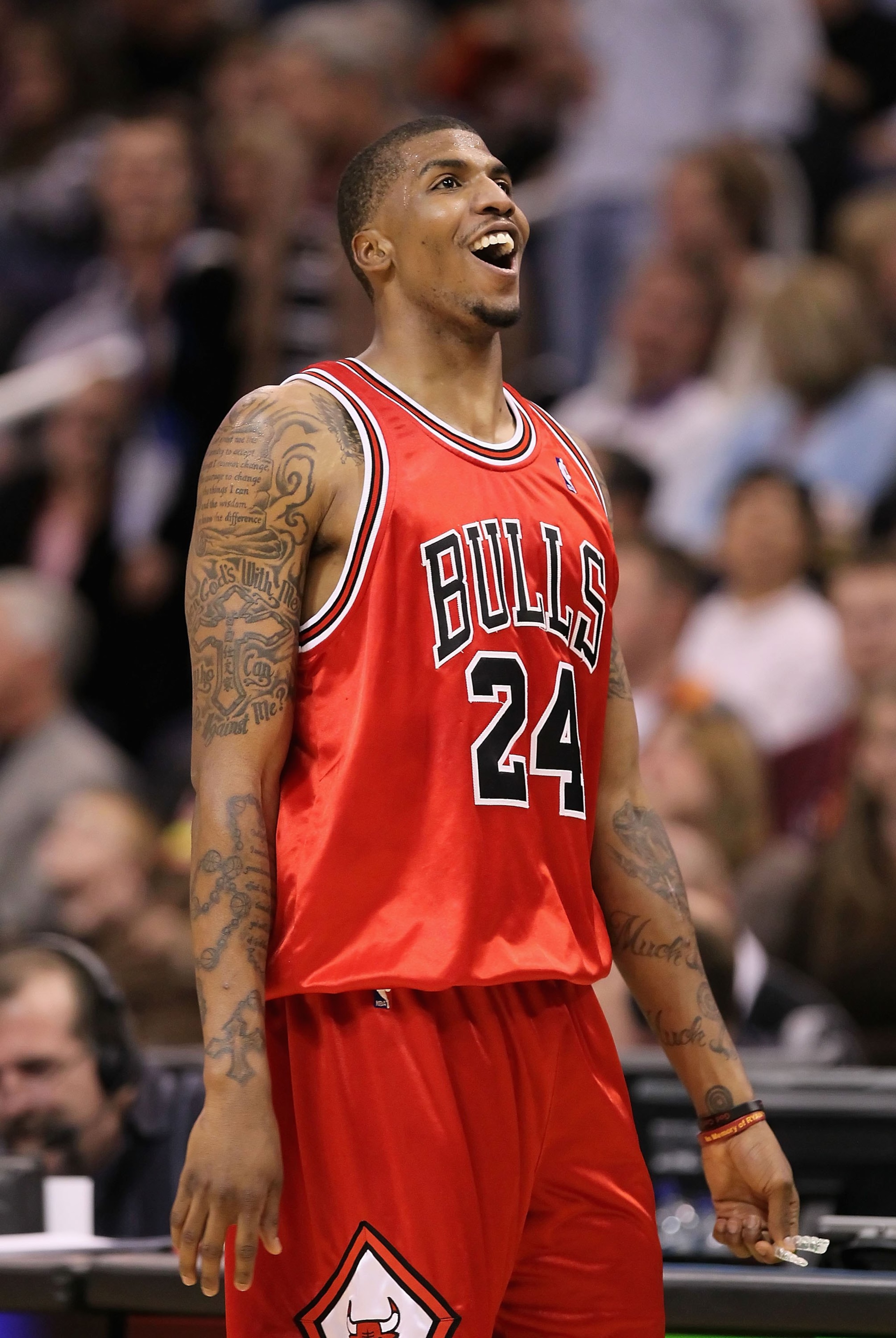 PHOENIX - JANUARY 22:  Tyrus Thomas #24 of the Chicago Bulls during the NBA game against the Phoenix Suns at US Airways Center on January 22, 2010 in Phoenix, Arizona. The Bulls defeated the Suns 115-104.  NOTE TO USER: User expressly acknowledges and agr