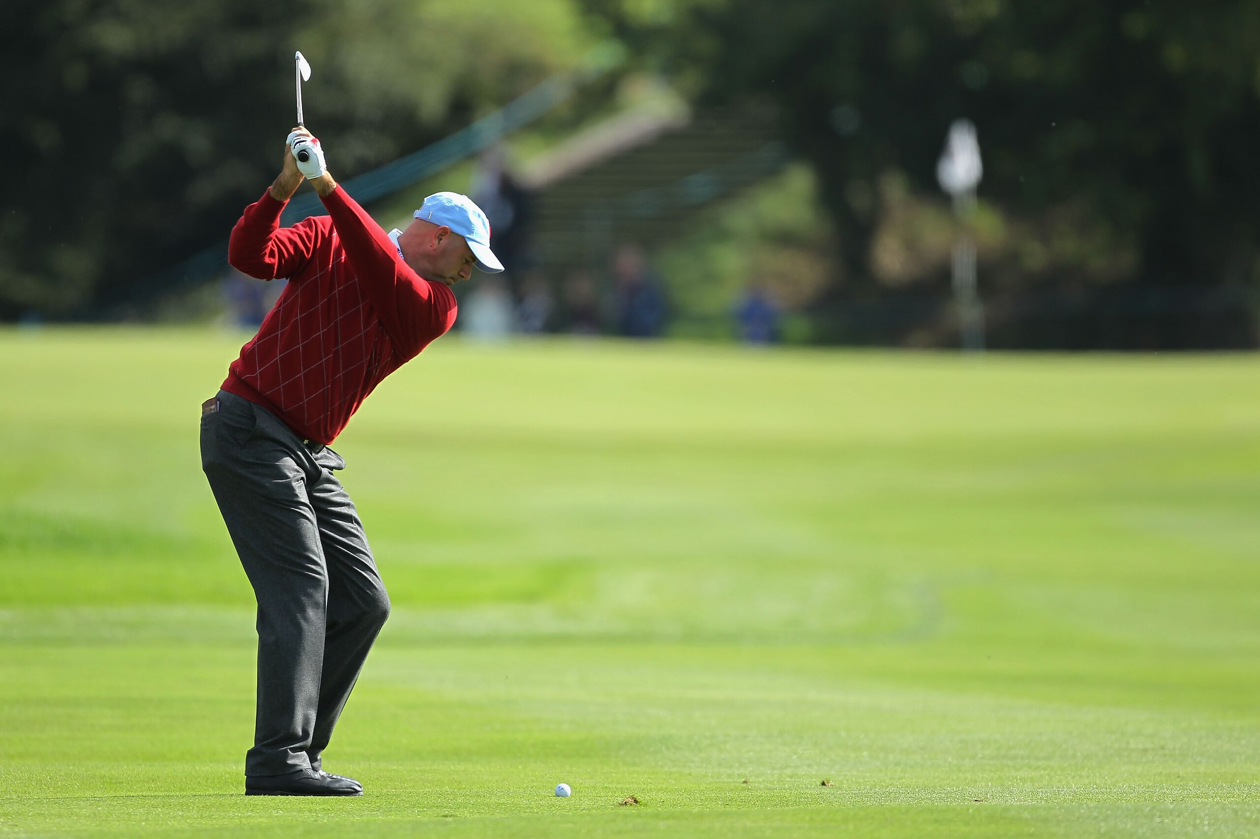 NEWPORT, WALES - SEPTEMBER 28: Stewart Cink of the USA hits a shot during a practice round prior to the 2010 Ryder Cup at the Celtic Manor Resort on September 28, 2010 in Newport, Wales. (Photo by Andy Lyons/Getty Images) NEWPORT, WALES - SEPTEMBER 28: Stewart Cink of the USA hits a shot during a practice round prior to the 2010 Ryder Cup at the Celtic Manor Resort on September 28, 2010 in Newport, Wales. (Photo by Andy Lyons/Getty Images)