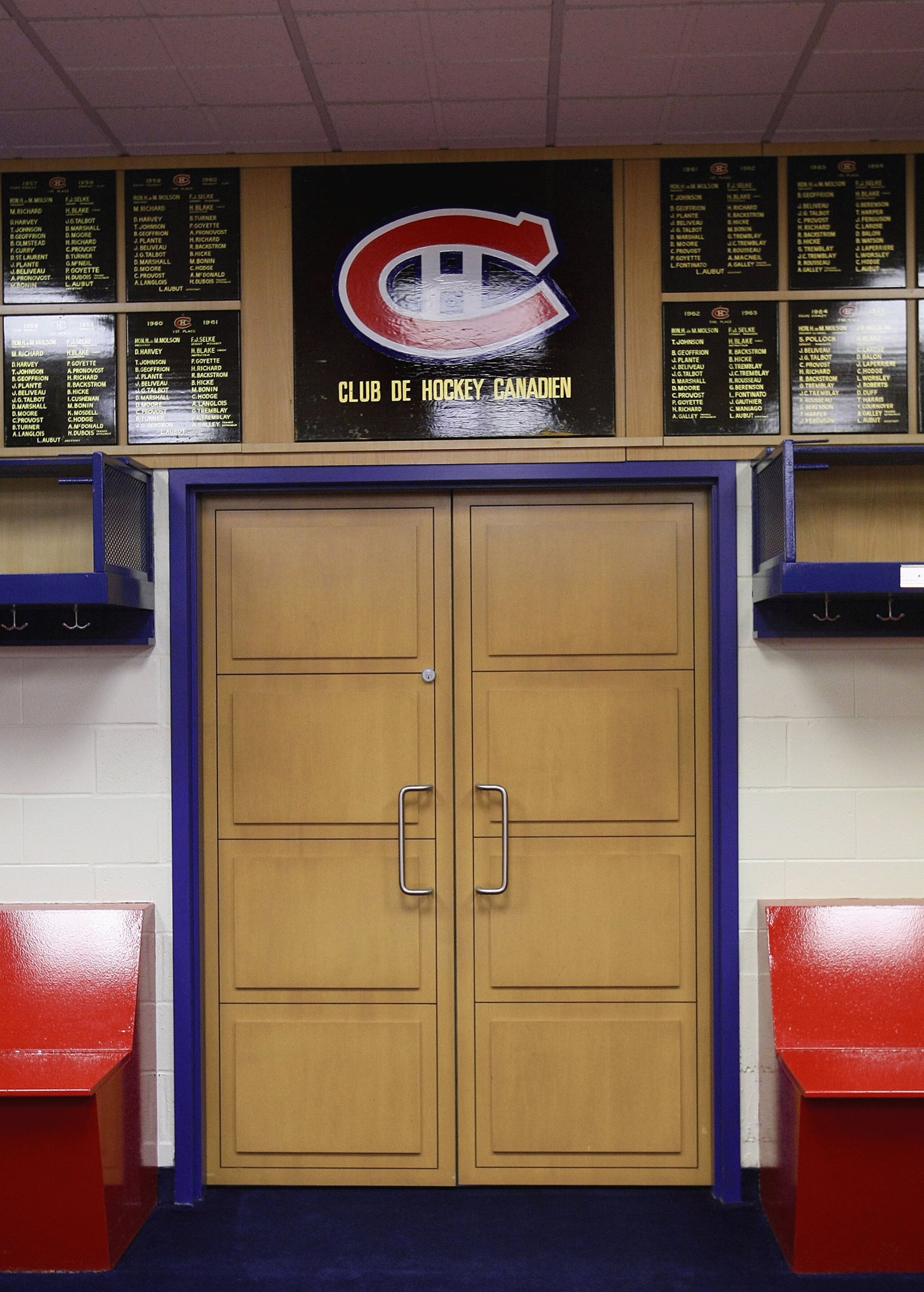 MONTREAL - JANUARY 25:  The entrance to the Montreal Canadiens locker room photographed during the 2009 NHL All-Star game at the Bell Centre on January 25, 2009 in Montreal, Canada. (Photo by Bruce Bennett/Getty Images)