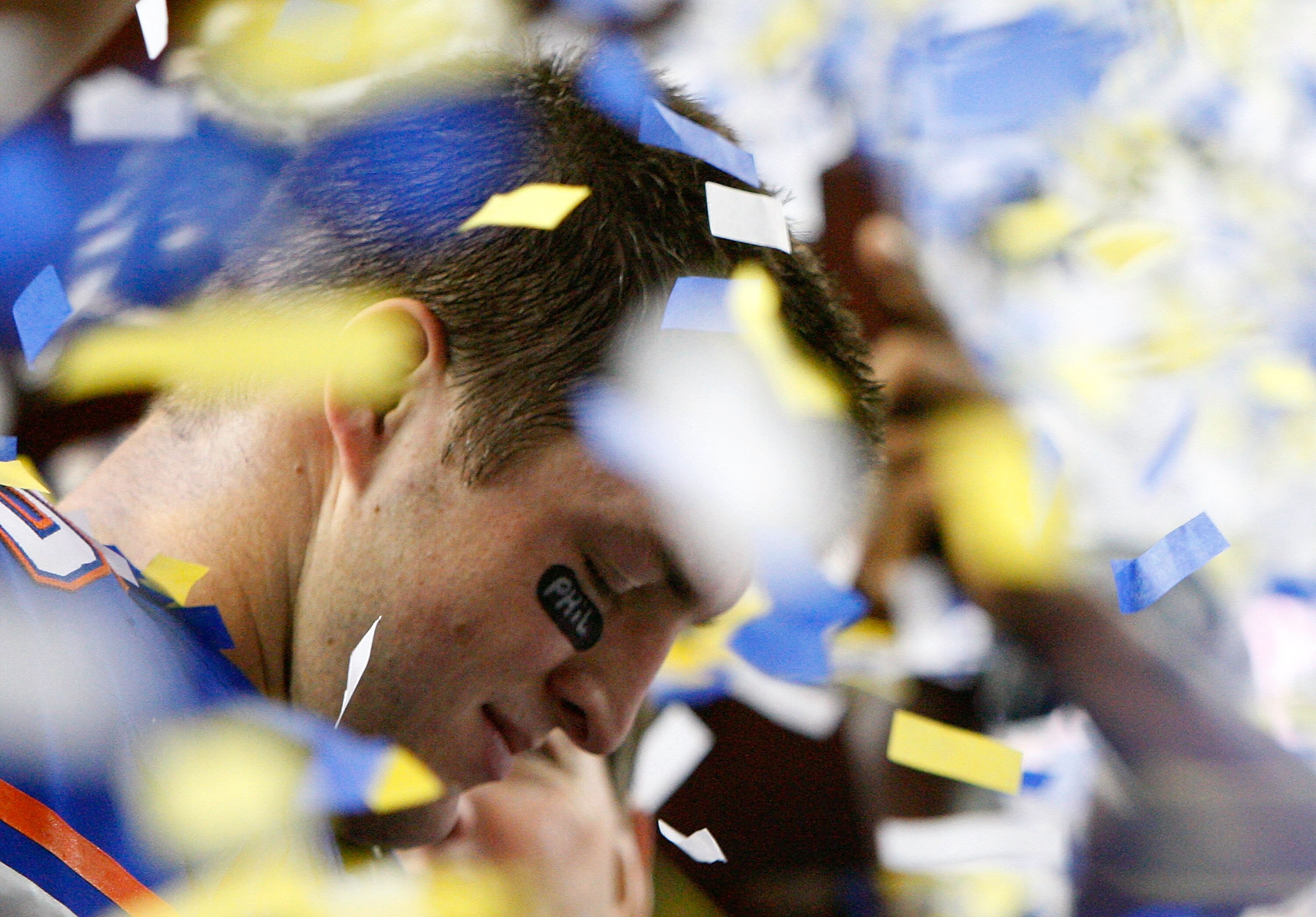 ATLANTA - DECEMBER 06:  Quarterback Tim Tebow #15 of the Florida Gators celebrates after their 31-20 win over the Alabama Crimson Tide in the SEC Championship on December 6, 2008 at the Georgia Dome in Atlanta, Georgia.  (Photo by Kevin C. Cox/Getty Image