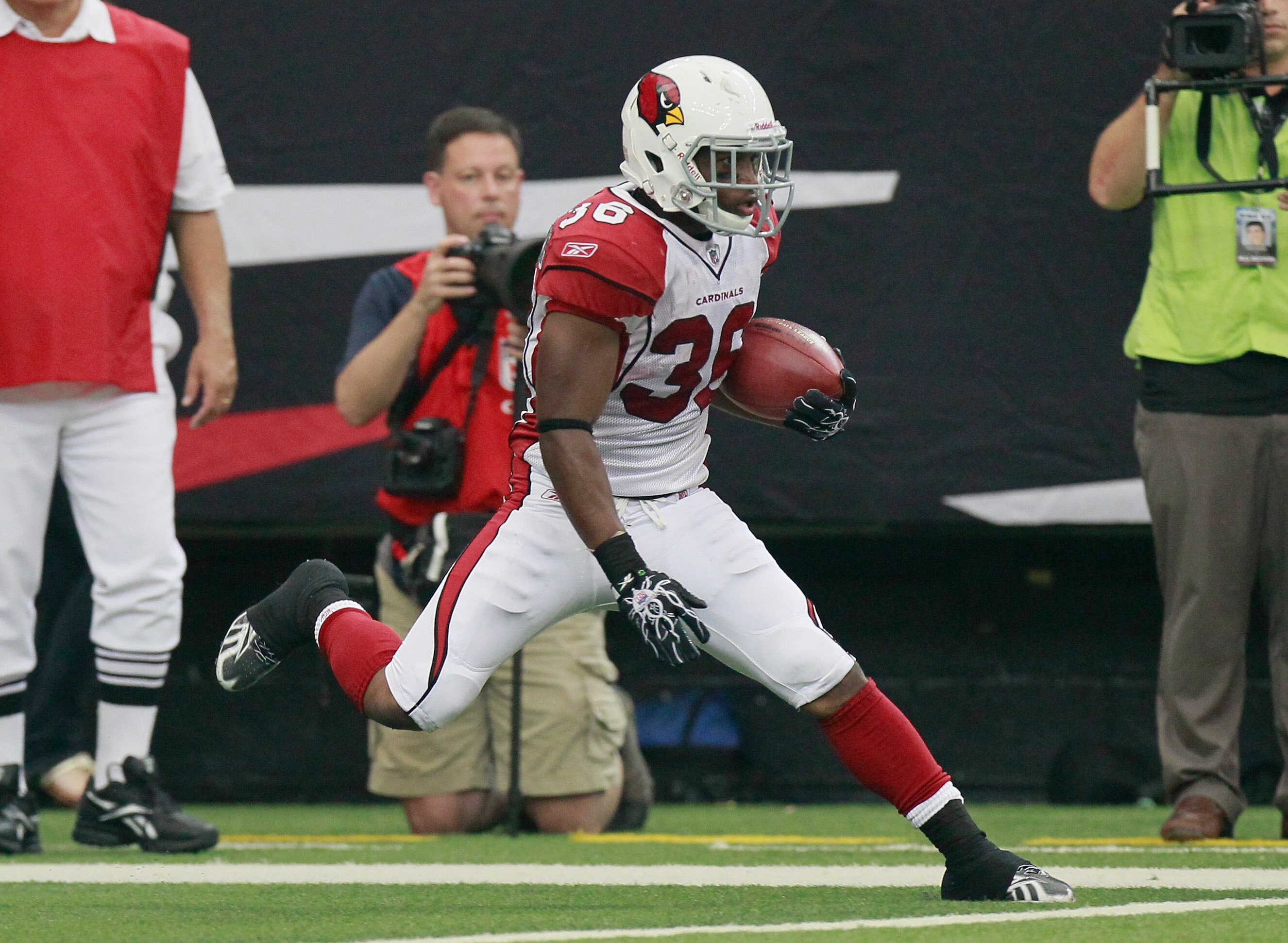 ATLANTA - SEPTEMBER 19:  LaRod Stephens-Howling #36 of the Arizona Cardinals against the Atlanta Falcons at Georgia Dome on September 19, 2010 in Atlanta, Georgia.  (Photo by Kevin C. Cox/Getty Images)