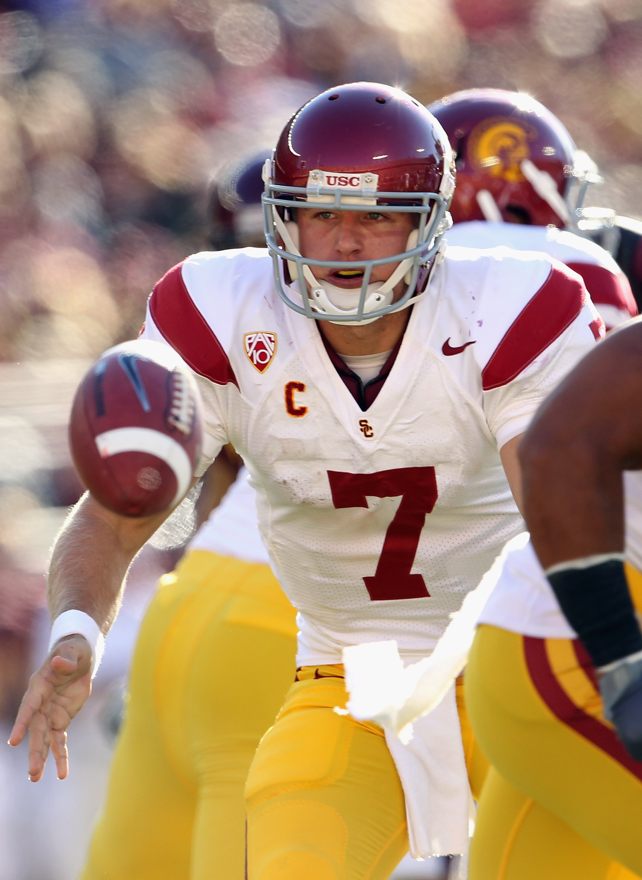 MINNEAPOLIS - SEPTEMBER 18:  Quarterback Matt Barkley #7 of the USC Trojans in action during the game against the Minnesota Golden Gophers on September 18, 2010 at TCF Bank Stadium in Minneapolis, Minnesota.  (Photo by Jamie Squire/Getty Images)