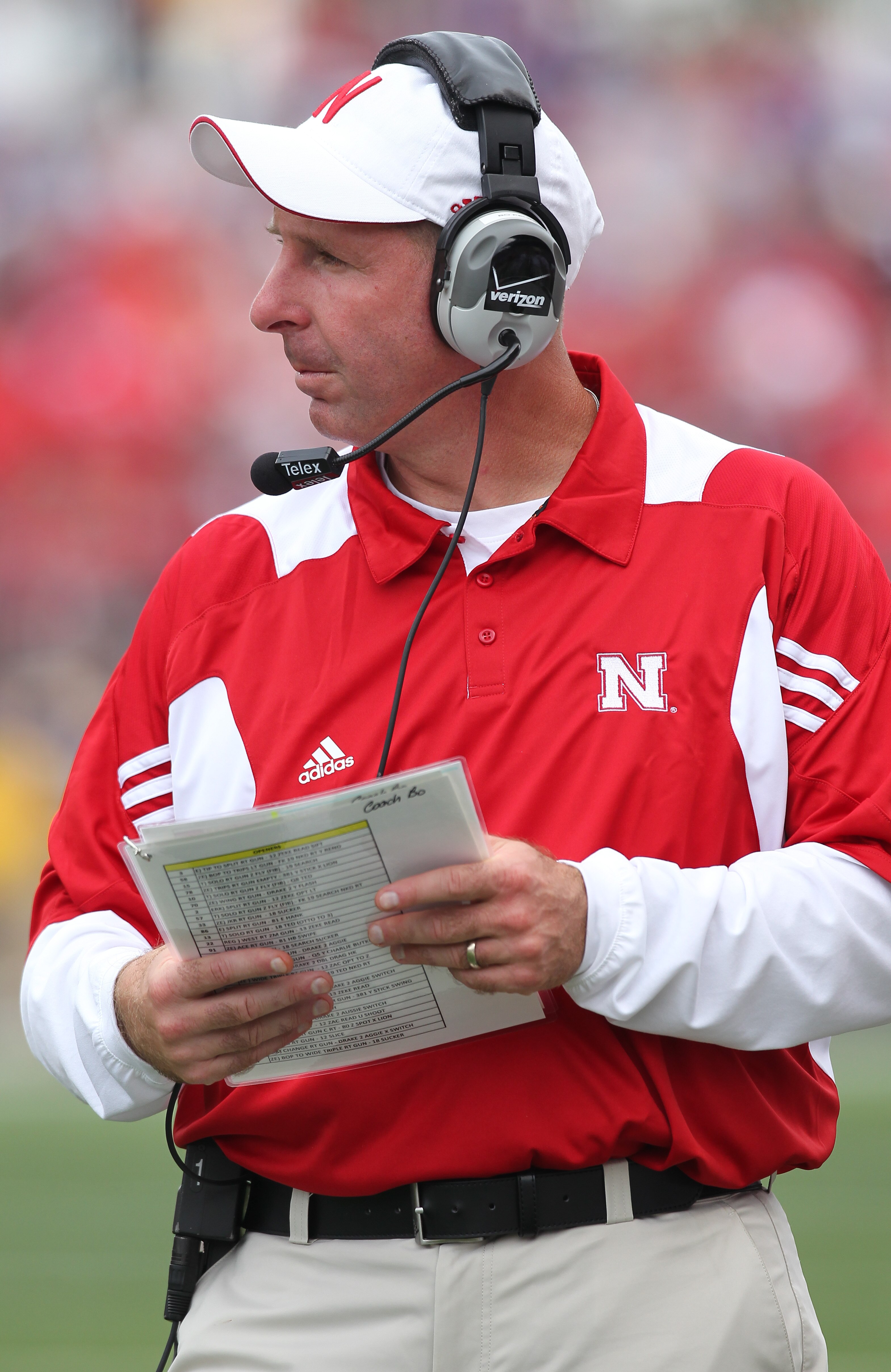 SEATTLE - SEPTEMBER 18: Head coach Bo Pelini of the Nebraska Cornhuskers looks on during the game against the Washington Huskies on September 18, 2010 at Husky Stadium in Seattle, Washington. (Photo by Otto Greule Jr/Getty Images)