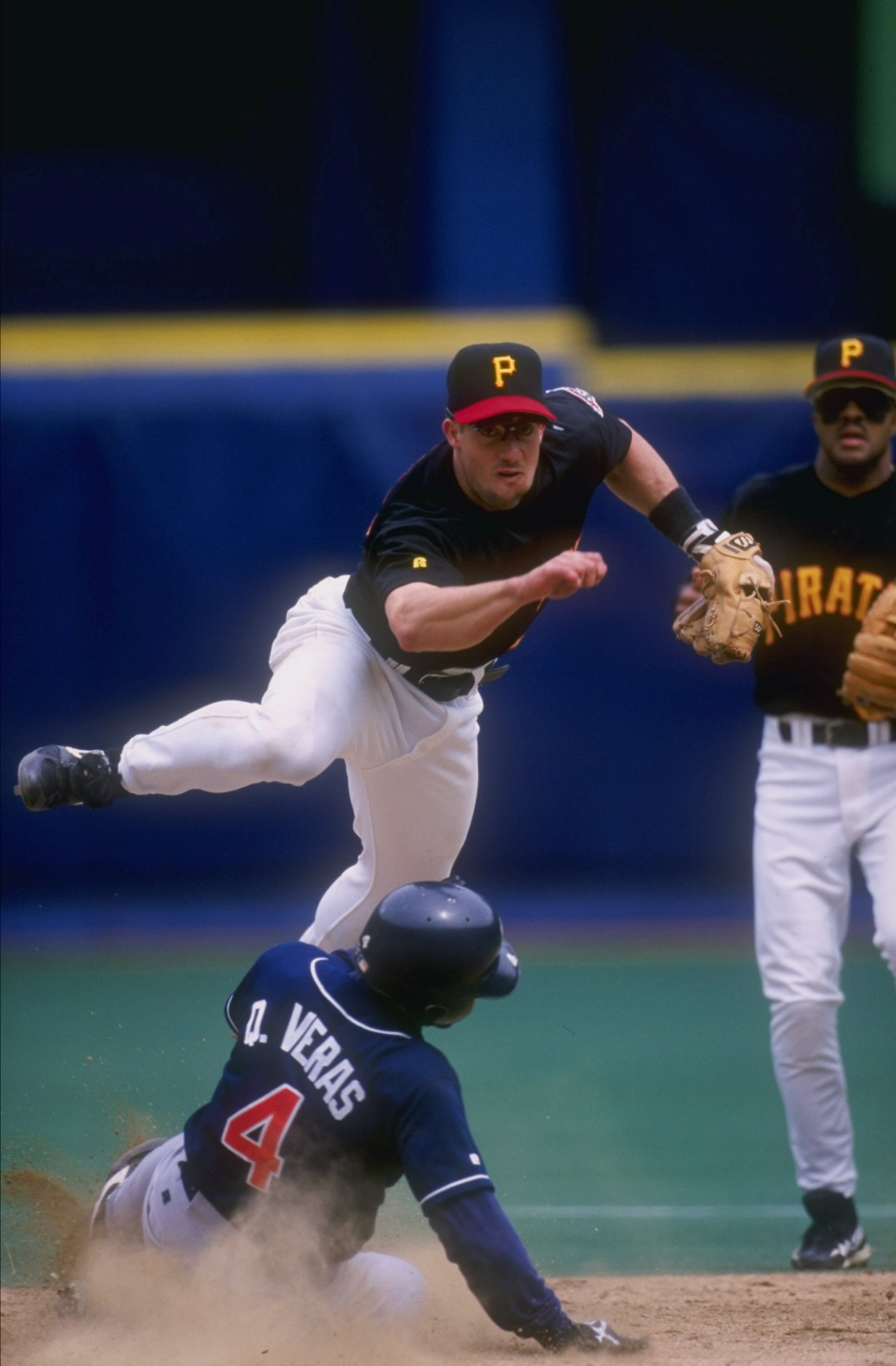 18 Apr 1998:  Infielder Kevin Polcovich of the Pittsburgh Pirates in action during a game against the San Diego Padres at Three Rivers Stadium in Pittsburgh, Pennsylvania.  The Padres won the game, 7-5. Mandatory Credit: Rick Stewart  /Allsport