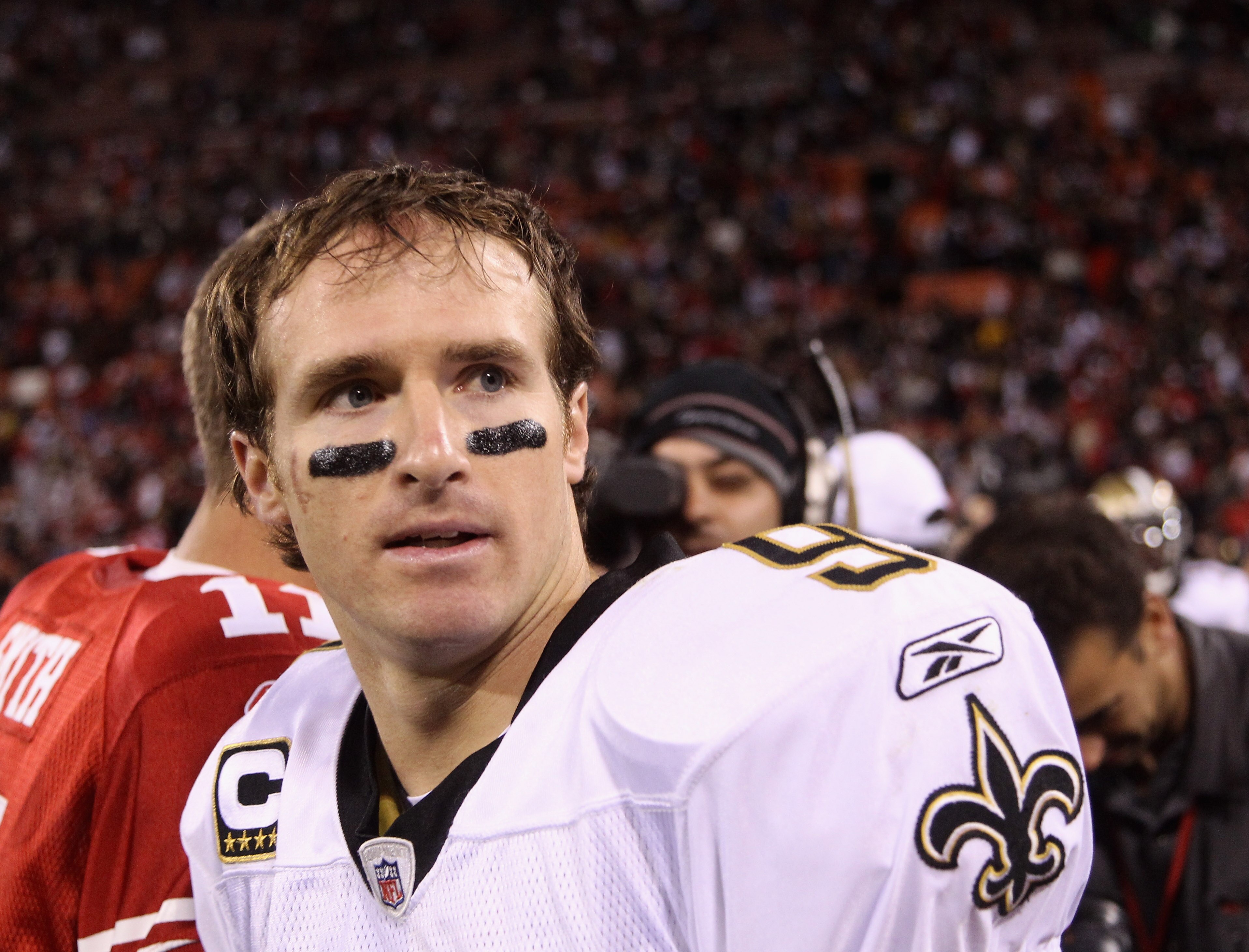 SAN FRANCISCO - SEPTEMBER 20:  Drew Brees #9 of the New Orleans Saints in action during their game against the San Francisco 49ers at Candlestick Park on September 20, 2010 in San Francisco, California.  (Photo by Ezra Shaw/Getty Images)