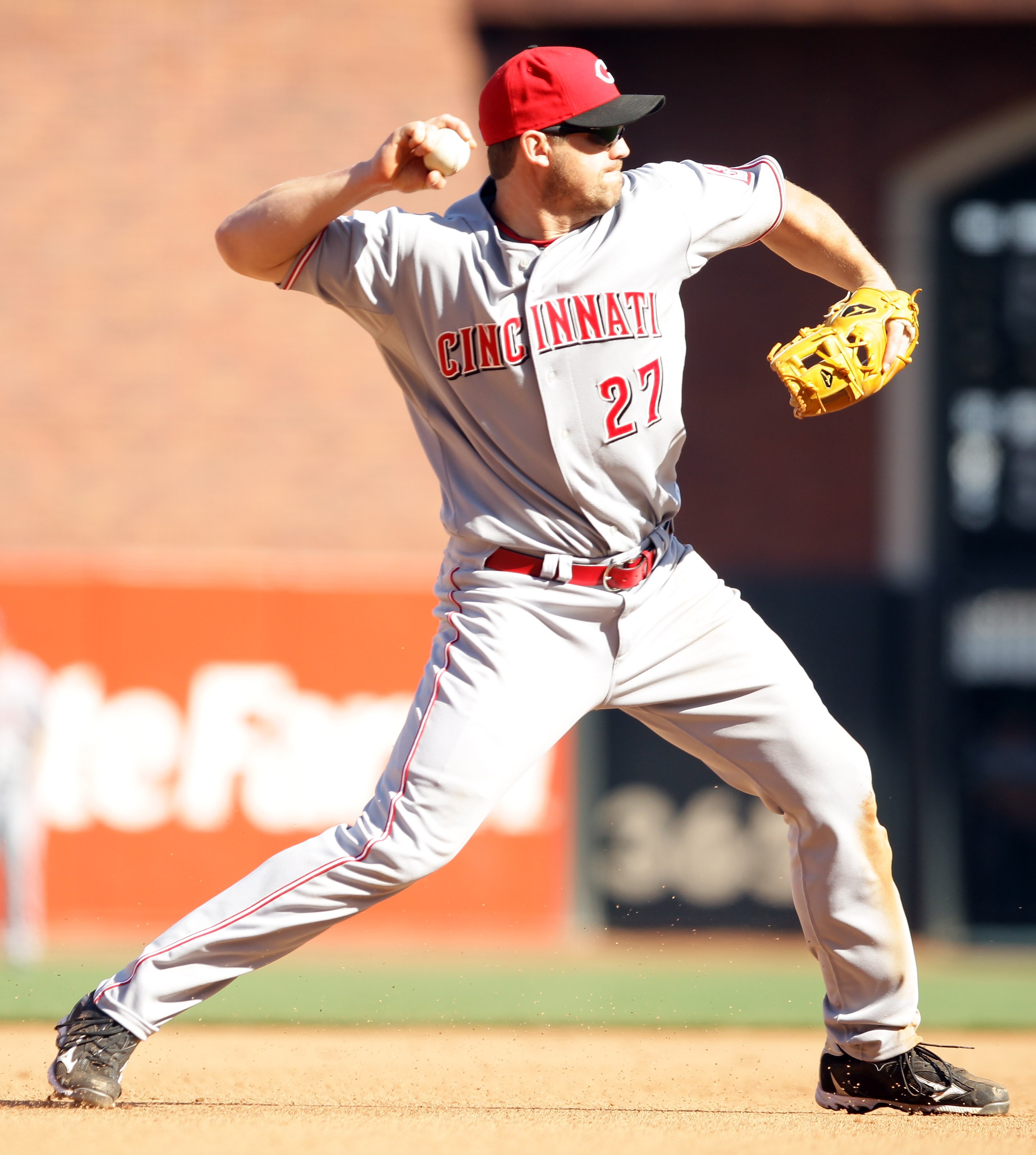 SAN FRANCISCO - AUGUST 25:  Scott Rolen #27 of the Cincinnati Reds in action against the San Francisco Giants at AT&T Park on August 25, 2010 in San Francisco, California.  (Photo by Ezra Shaw/Getty Images)