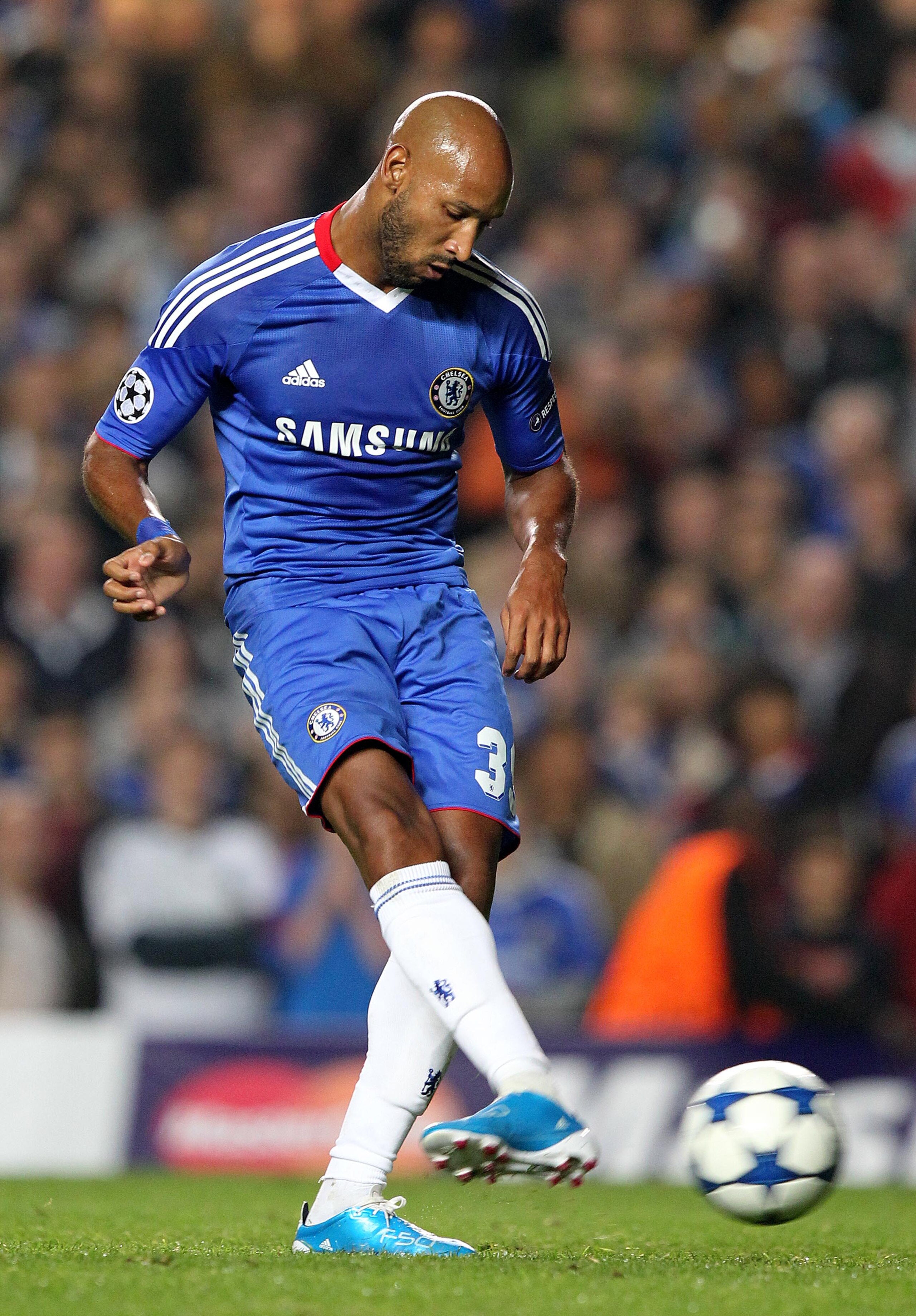 LONDON, ENGLAND - SEPTEMBER 28 :   Nicolas Anelka of Chelsea slots a penalty kick during the UEFA Champions League Group F match between Chelsea and Marseille at Stamford Bridge on September 28, 2010 in London, England.  (Photo by Jan Kruger/Getty Images)