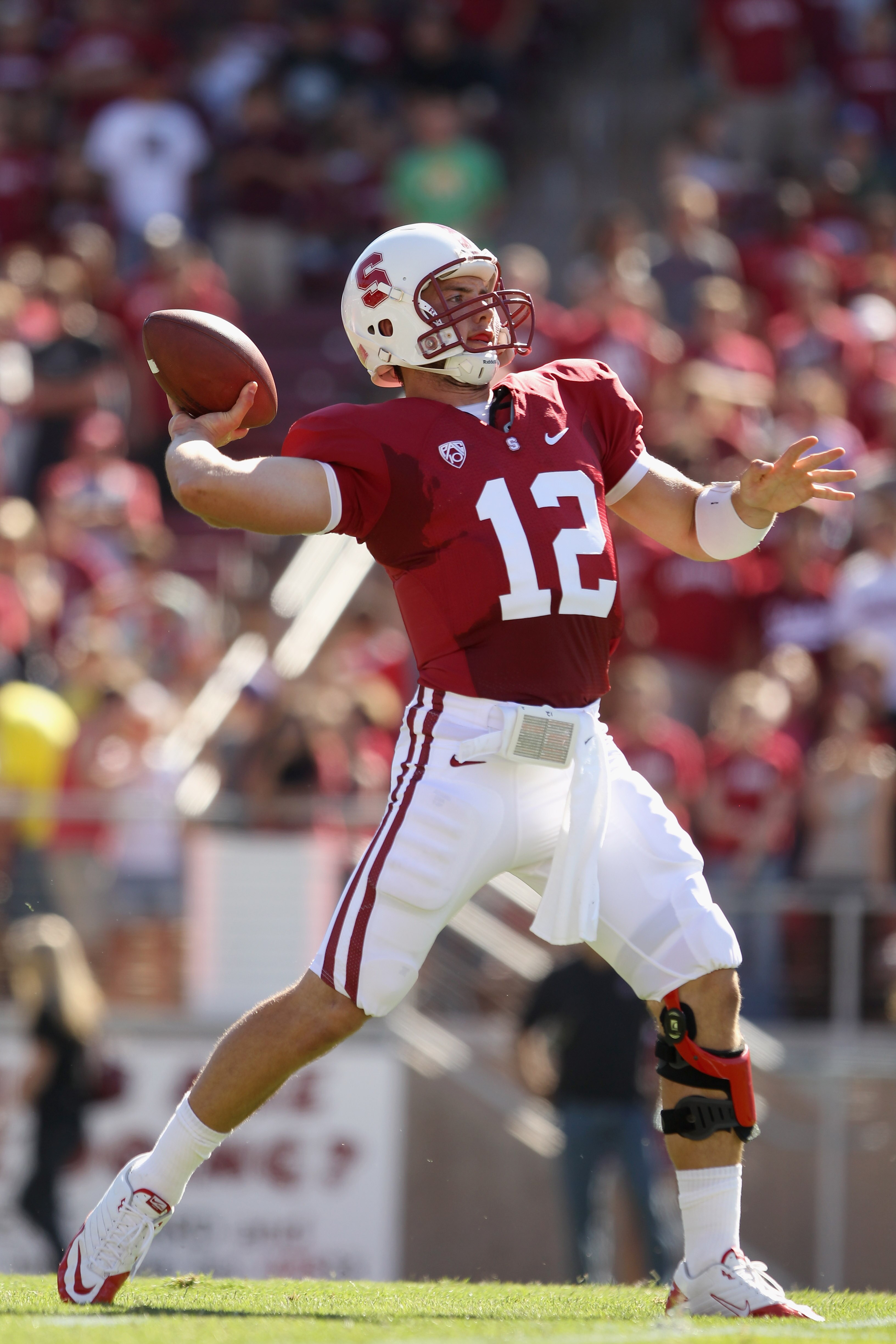 PALO ALTO, CA - SEPTEMBER 04:  Andrew Luck #12 of the Stanford Cardinal in action during their game against the Sacramento State Hornets at Stanford Stadium on September 4, 2010 in Palo Alto, California.  (Photo by Ezra Shaw/Getty Images)