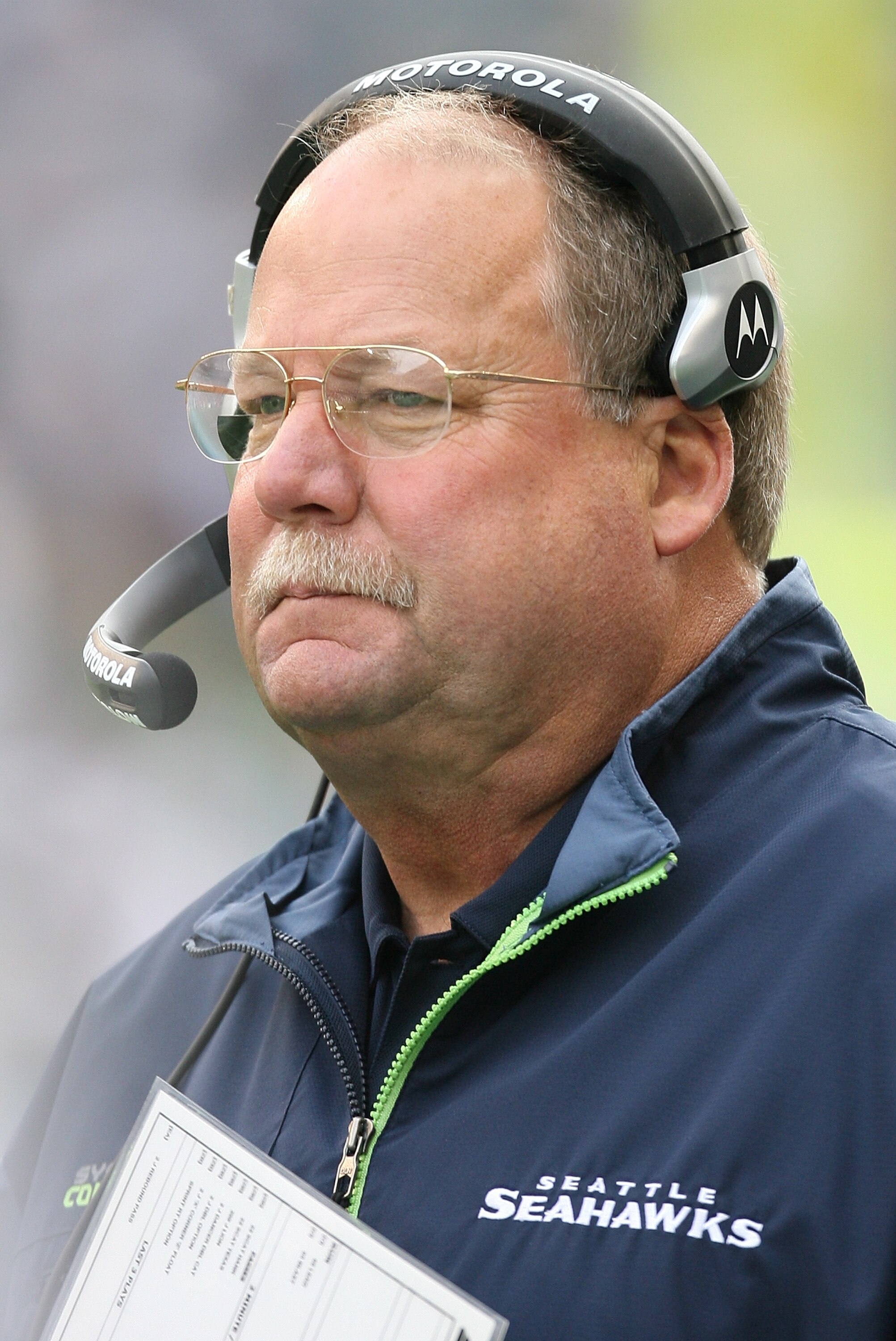 SEATTLE - OCTOBER 12:  Head coach Mike Holmgren of the Seattle Seahawks looks on during the game against the Green Bay Packers on October 12, 2008 at Qwest Field in Seattle, Washington. The Packers defeated the Seahawks 27-17. (Photo by Otto Greule Jr/Get