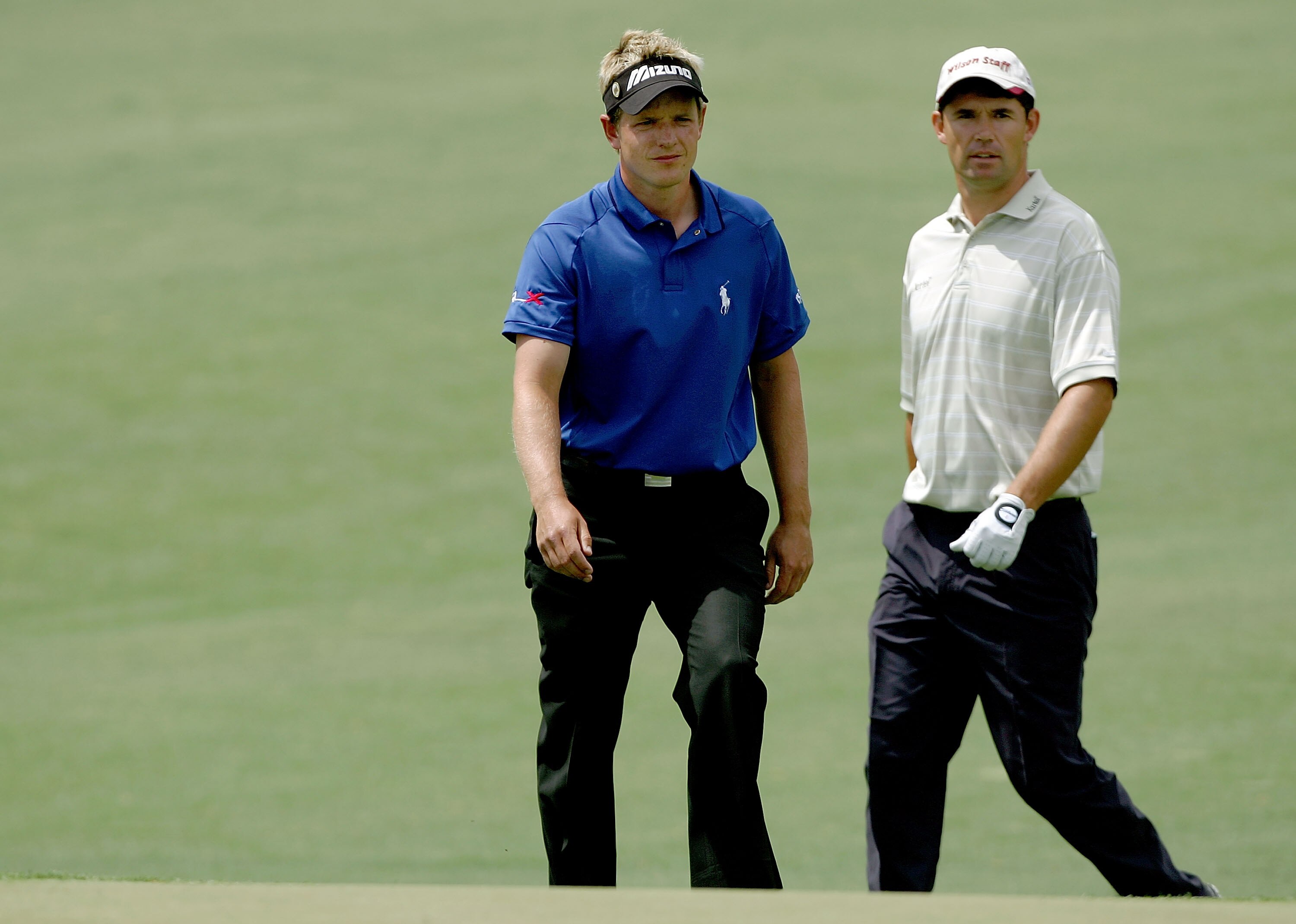 AUGUSTA, GA - APRIL 05:  Luke Donald of England and Padraig Harrington of Ireland walk to the second green during the first round of The Masters at the Augusta National Golf Club on April 5, 2007 in Augusta, Georgia.  (Photo by Harry How/Getty Images)